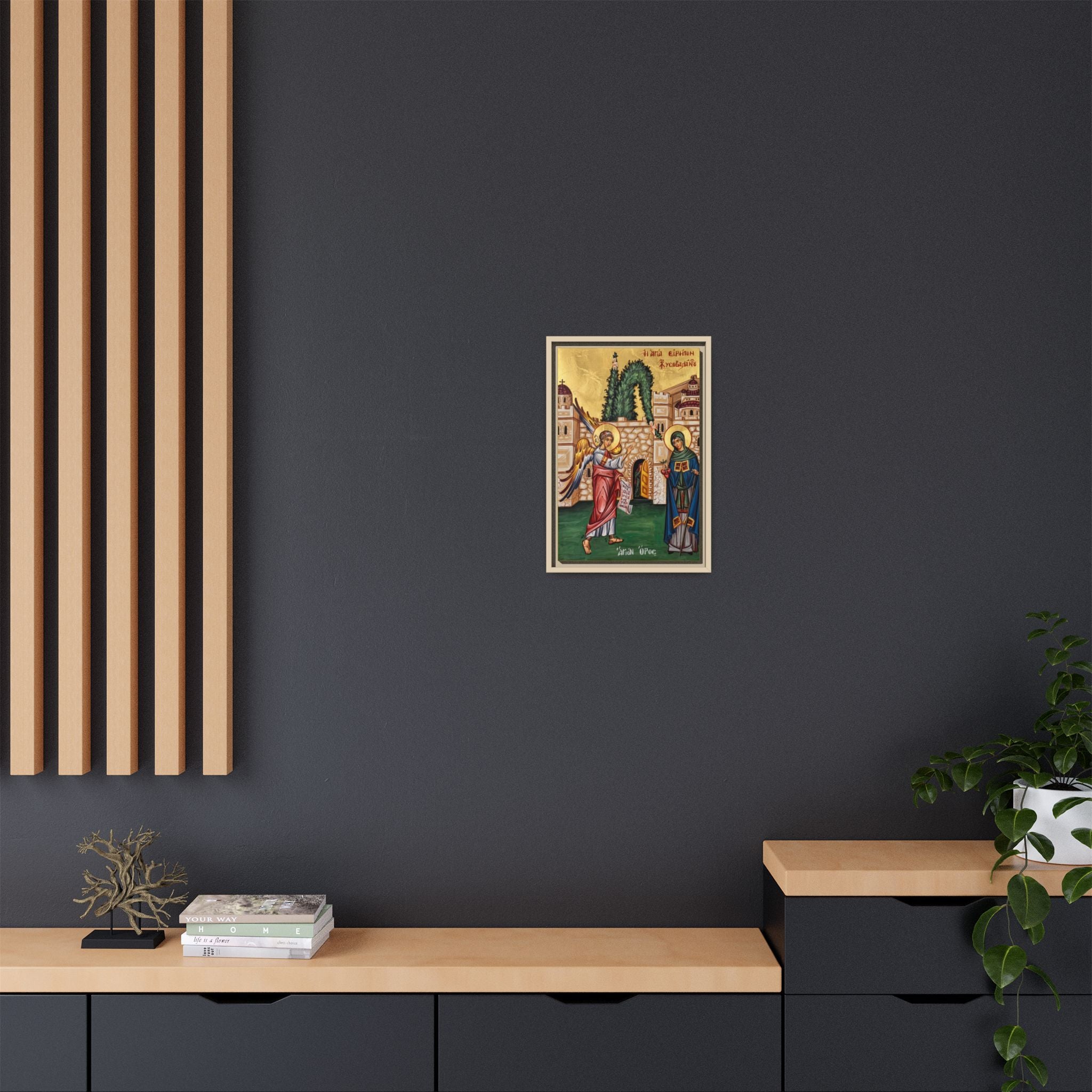 Framed canvas icon of Saint Irene Chrysovalantou, traditional Orthodox Christian artwork