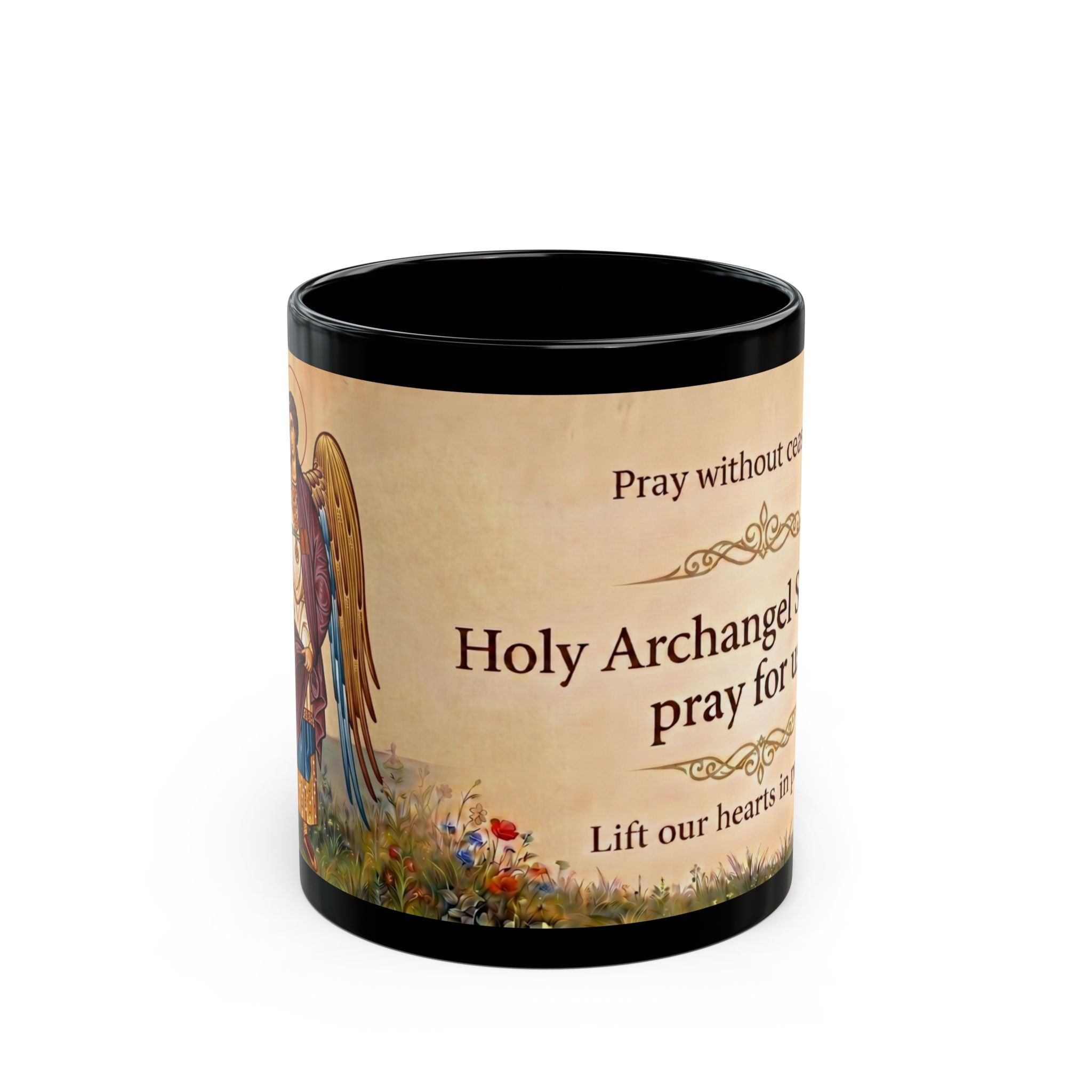 Archangel Selaphiel Orthodox Christian Black Coffee Mug — Orthodox Christian Mug