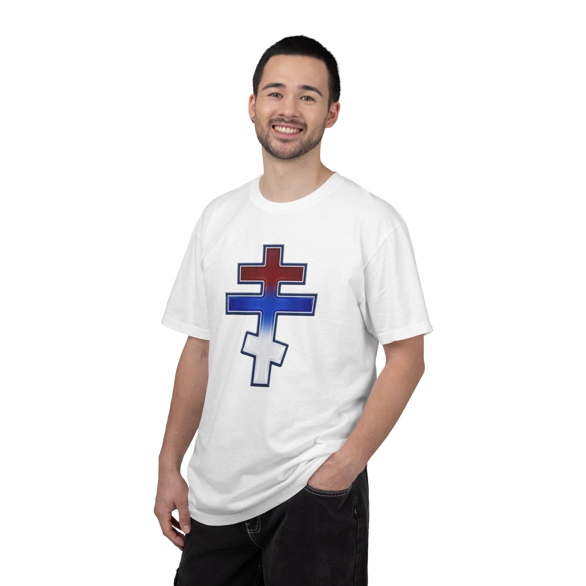 Serbian Orthodox Cross design on a heavyweight garment-dyed t-shirt