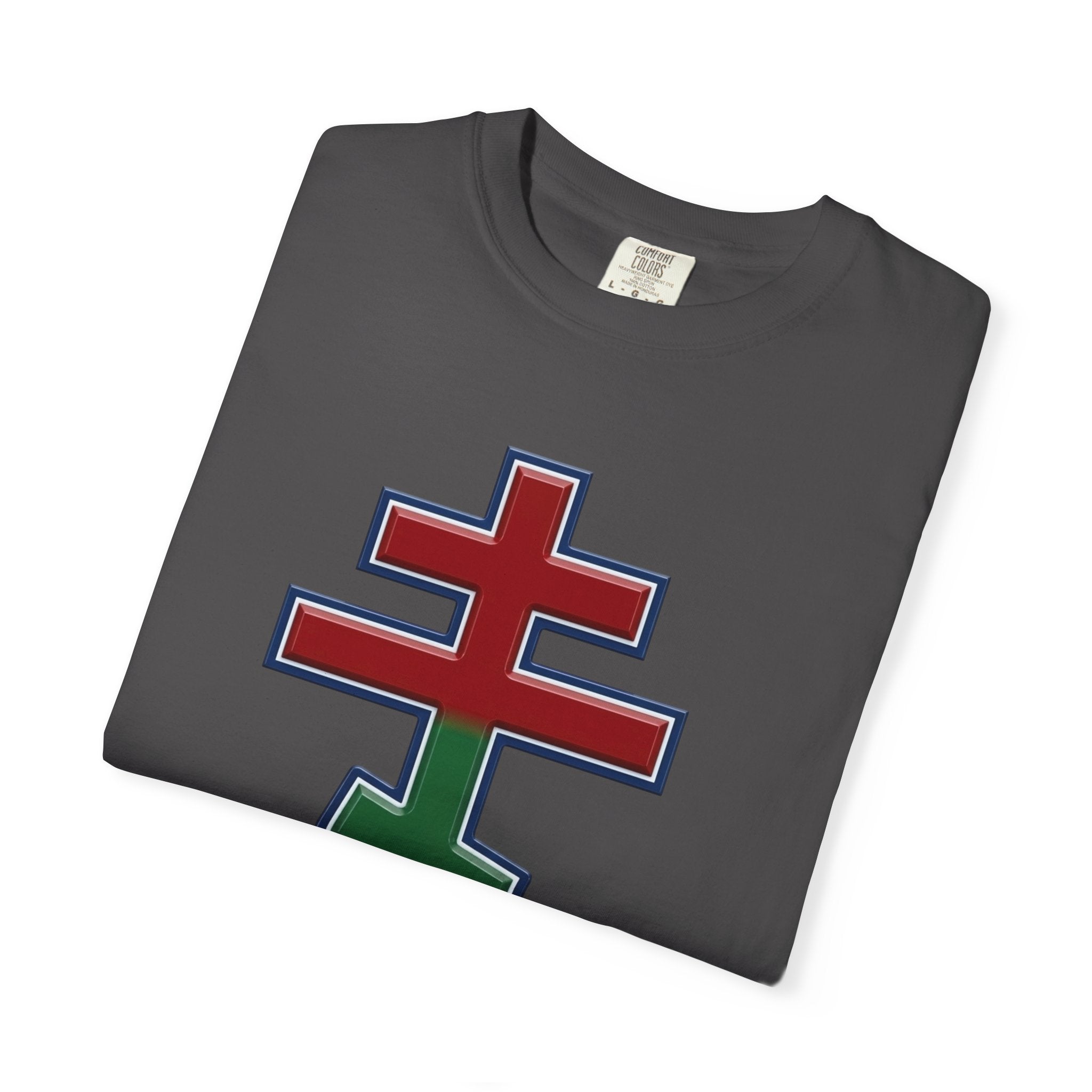Belarusian Orthodox Cross design on a heavyweight garment-dyed t-shirt