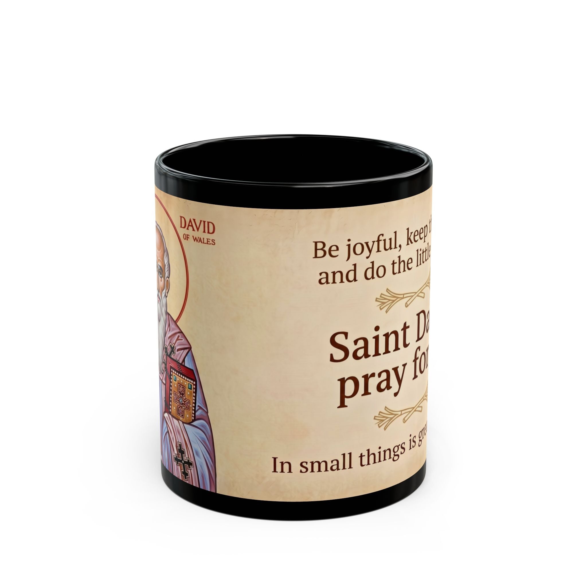 Saint David of Wales Black Coffee Mug
