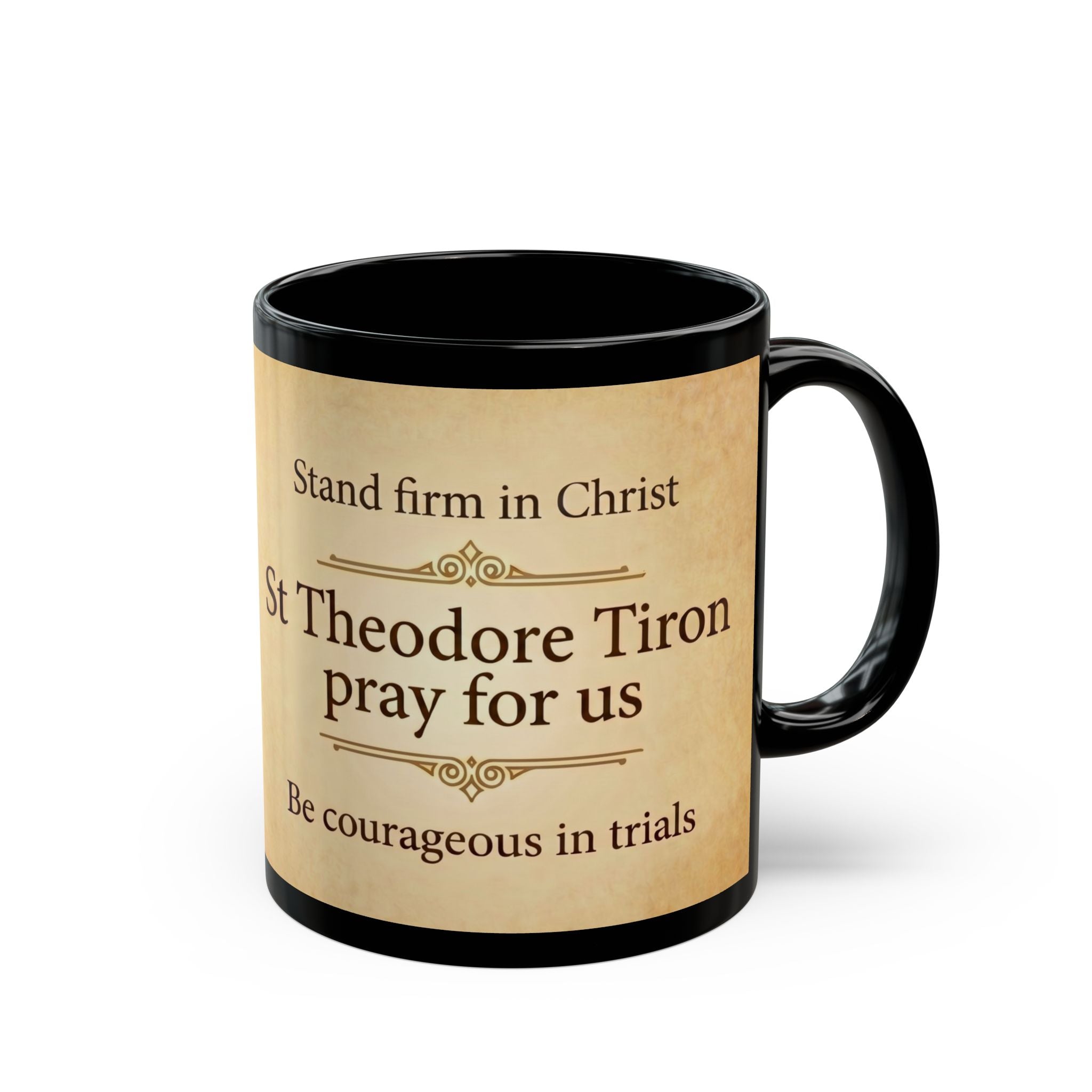 Saint Theodore Tiron Orthodox Christian Black Coffee Mug — Christian Coffee Mug