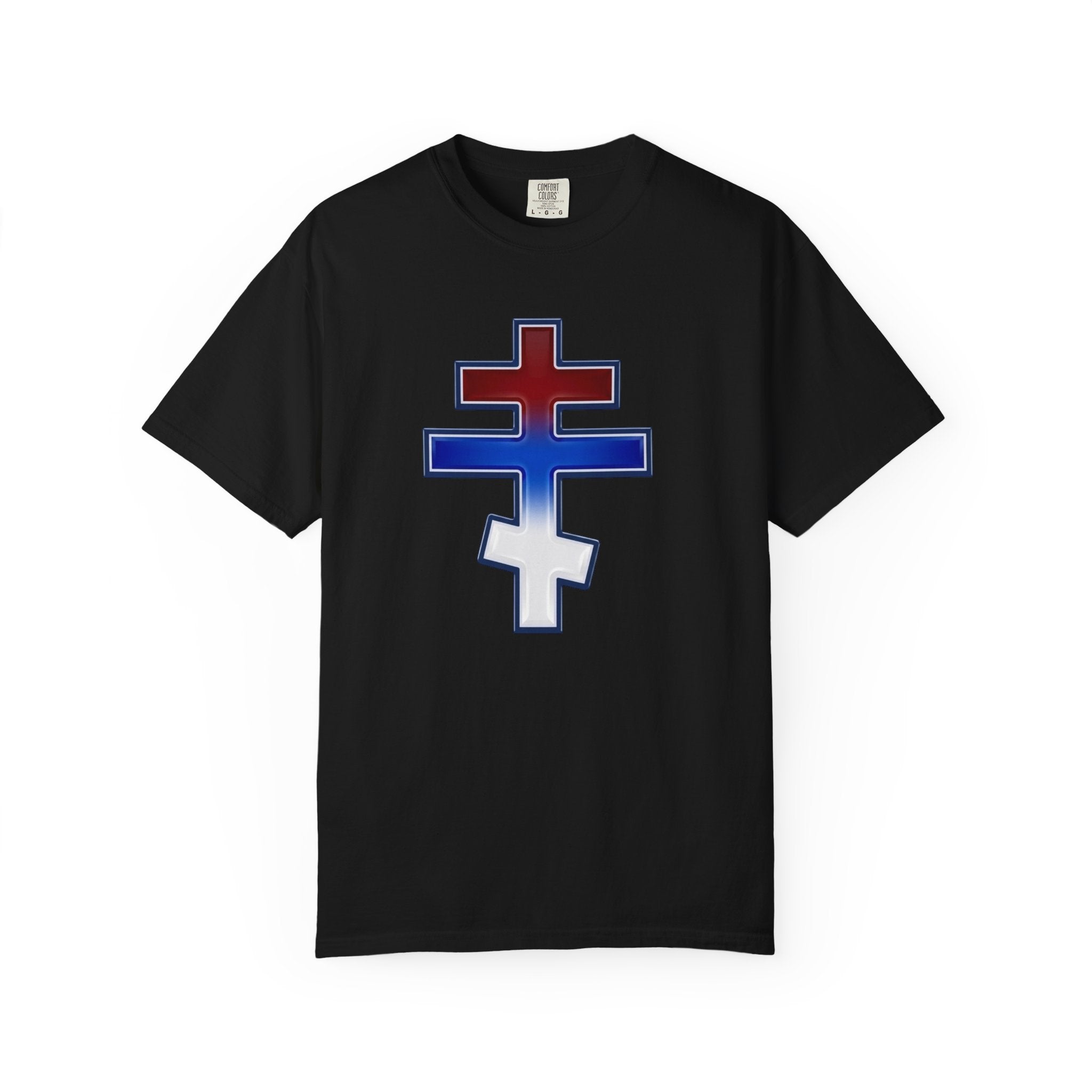Serbian Orthodox Cross design on a heavyweight garment-dyed t-shirt