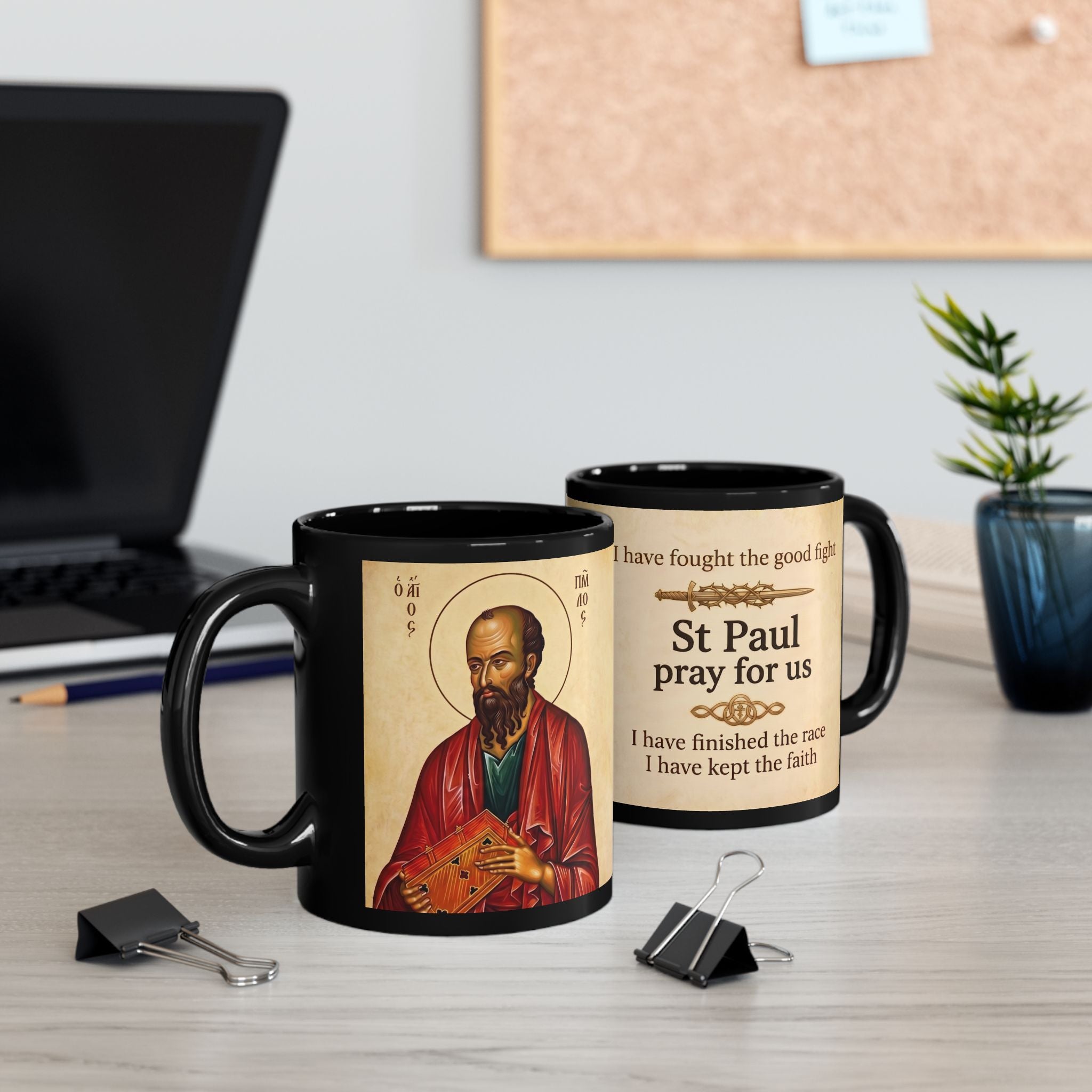 Saint Paul the Apostle Orthodox Christian Black Coffee Mug — Christian Gift Idea