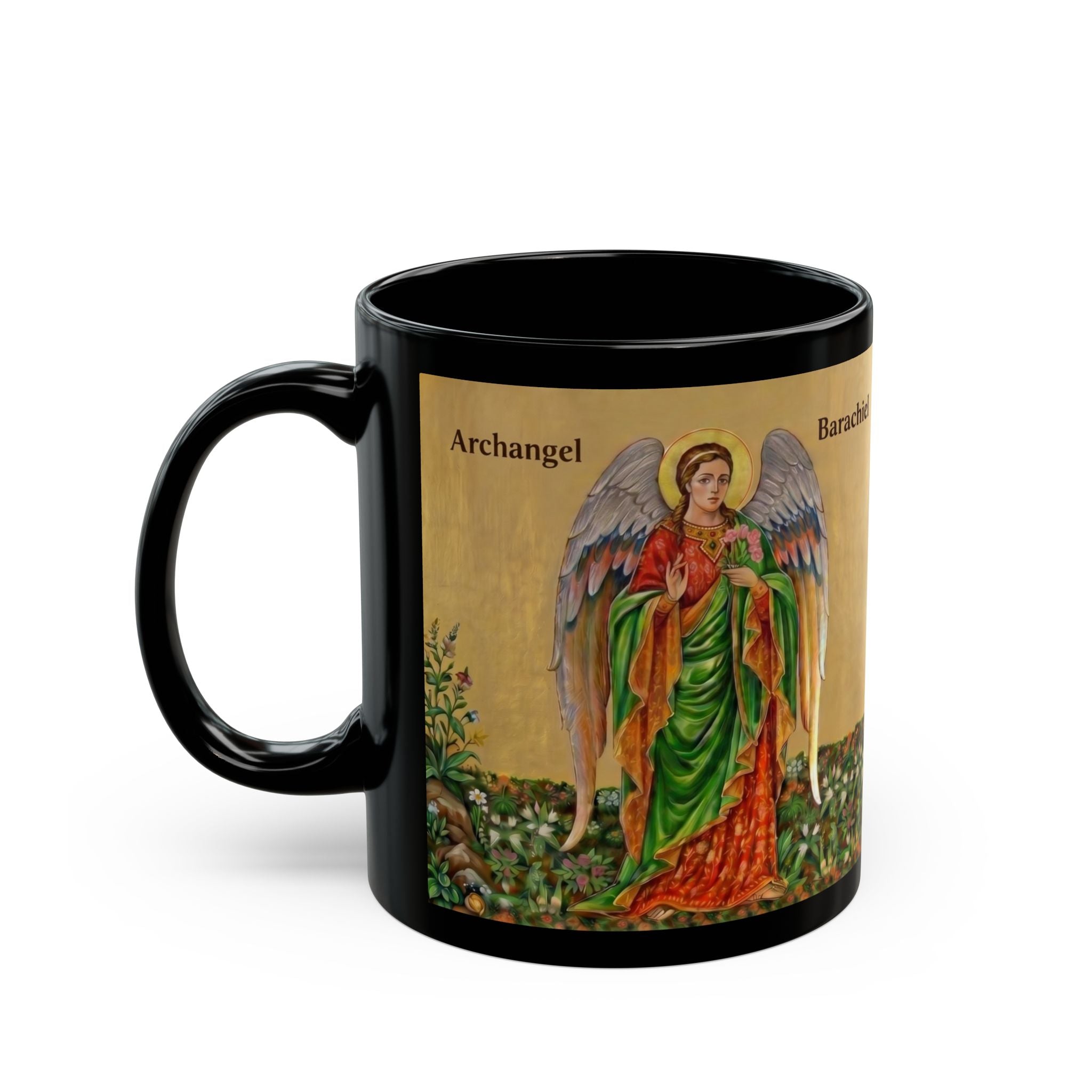Archangel Barachiel Orthodox Christian Black Coffee Mug — Orthodox Christian Gift