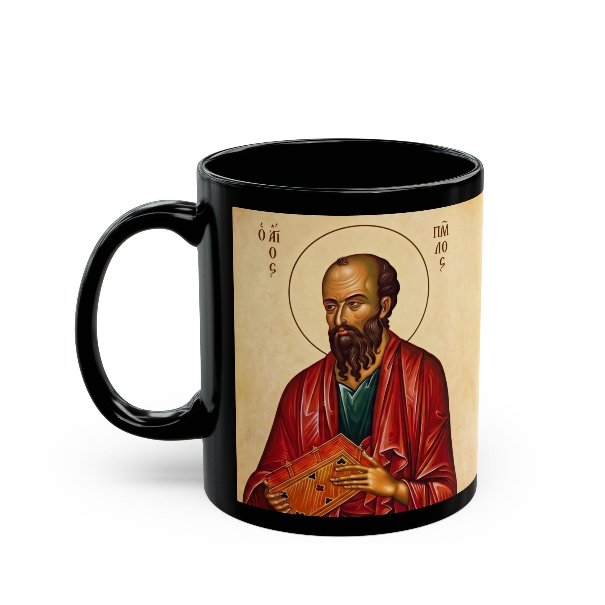 Saint Paul the Apostle Orthodox Christian Black Coffee Mug — Orthodox Christian Gift
