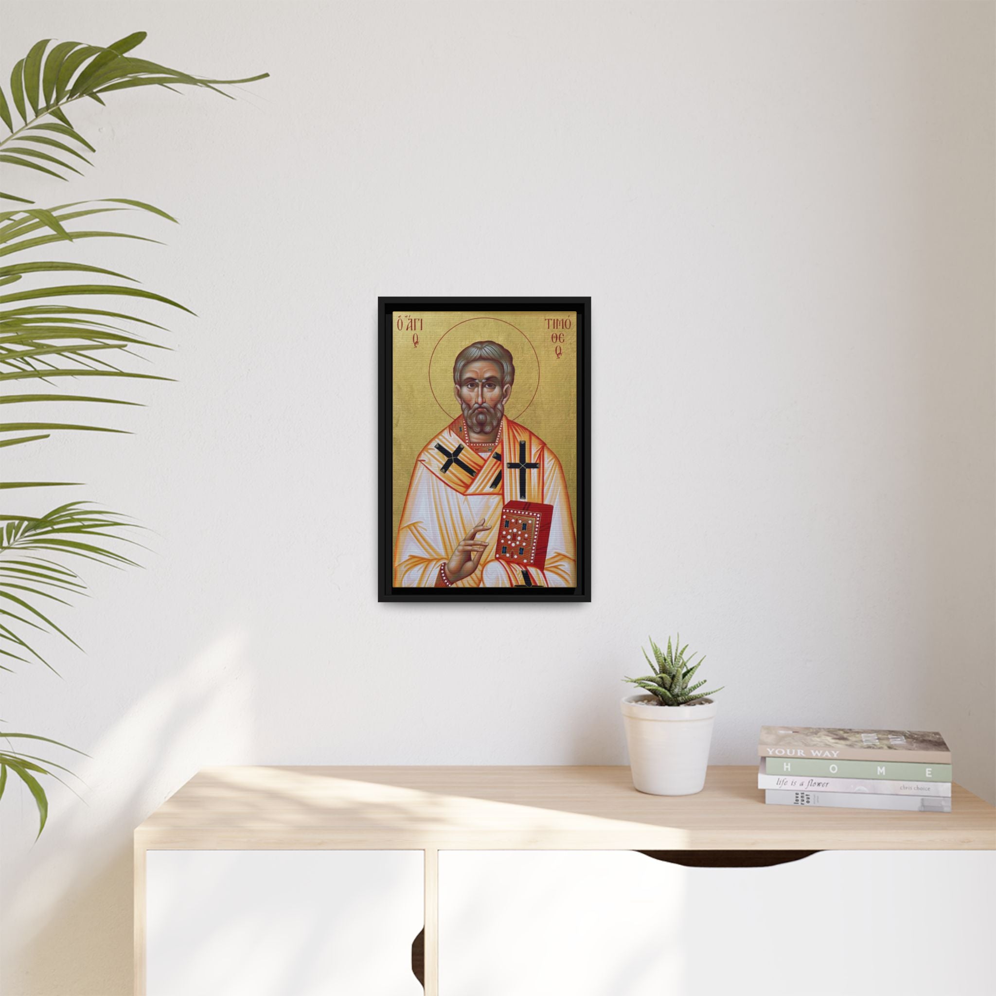Framed canvas icon of Saint Timothy the Apostle, traditional Orthodox Christian artwork