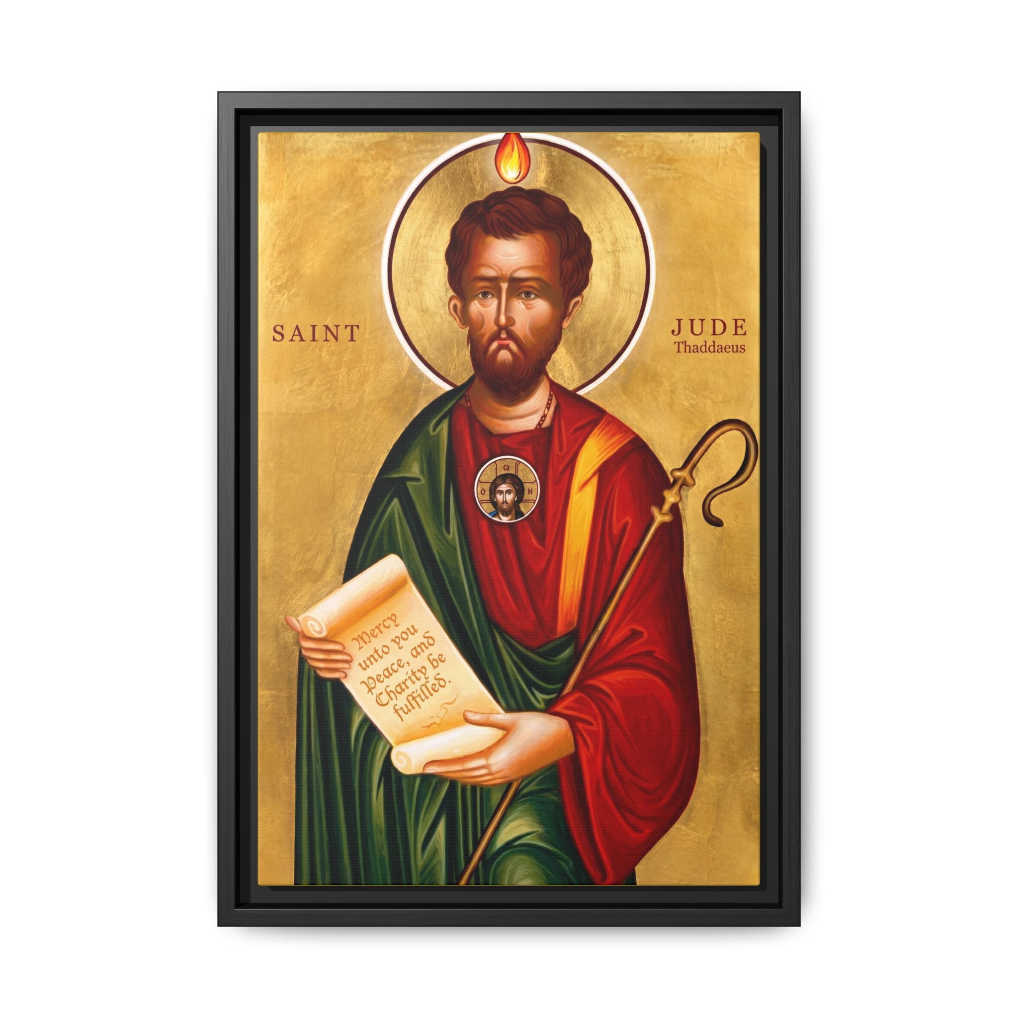 Framed canvas icon of Saint Jude Thaddeus the Apostle, traditional Orthodox Christian artwork