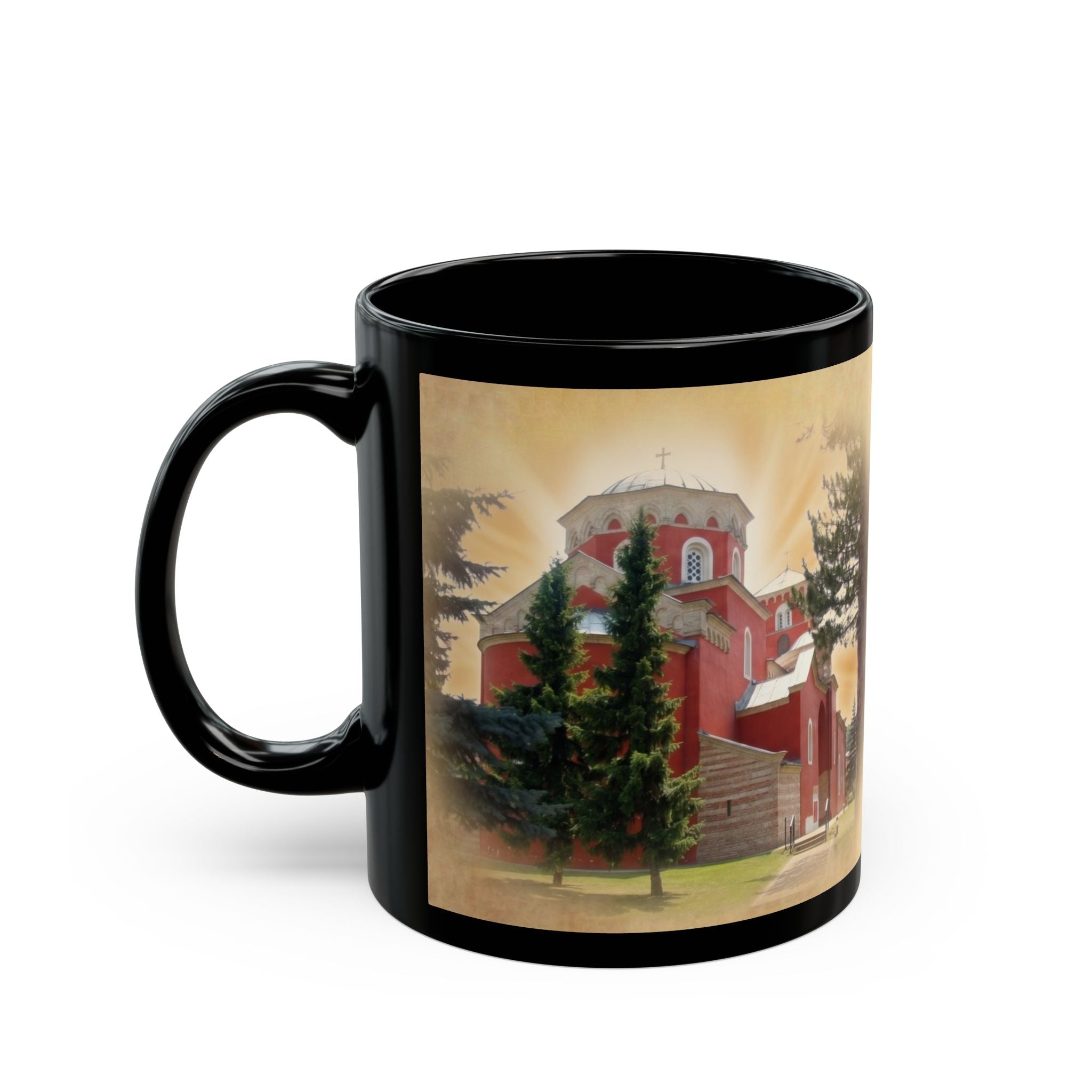 Zica Monastery Orthodox Christian Black Coffee Mug — Orthodox Christian Gift