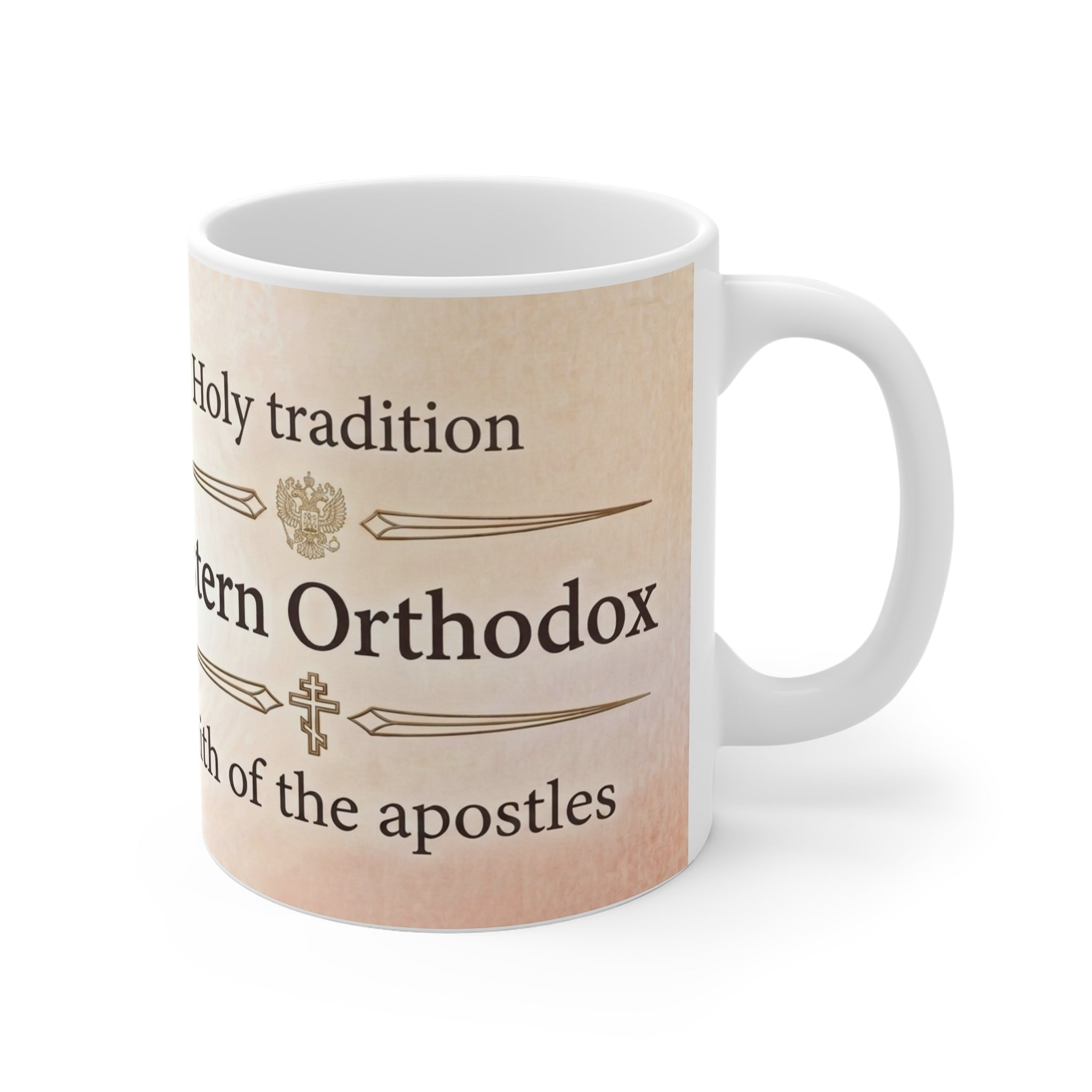 Black Orthodox Cross Orthodox Christian White Coffee Mug — Orthodox Christian Mug