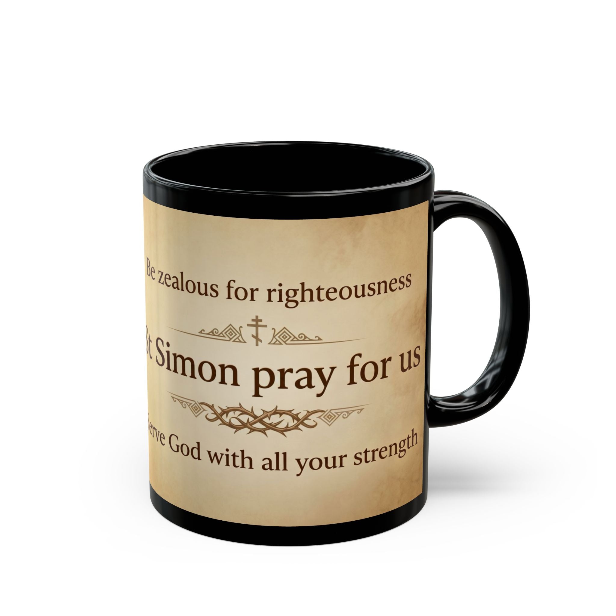 Saint Simon the Zealot Orthodox Christian Black Coffee Mug — Christian Coffee Mug