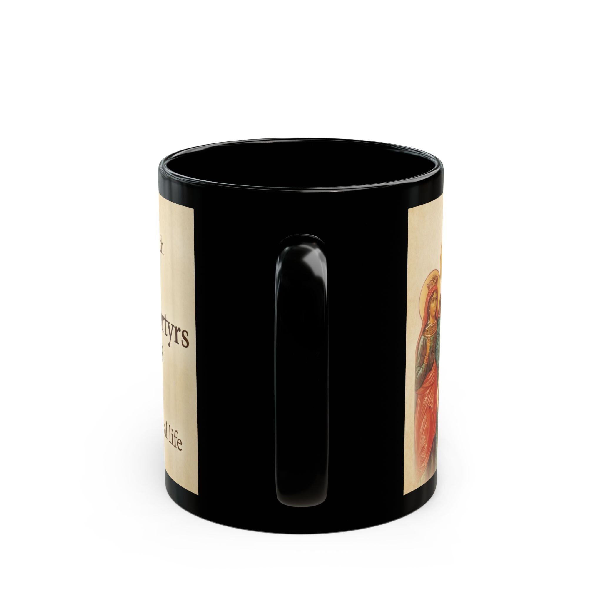 Holy Royal Martyrs Family Orthodox Christian Black Coffee Mug — Orthodox Faith Gift
