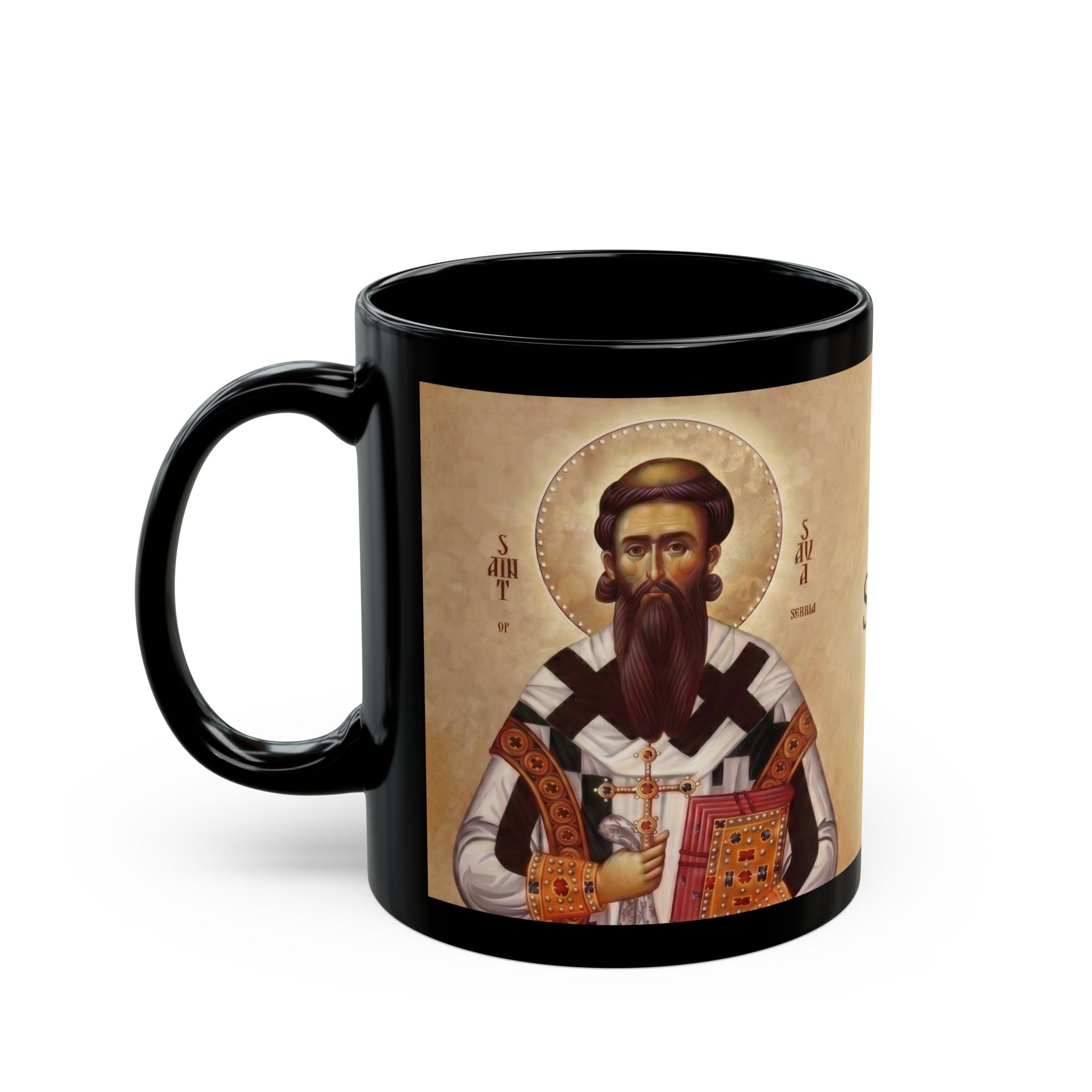 Saint Sava of Serbia Orthodox Christian Black Coffee Mug — Orthodox Christian Gift