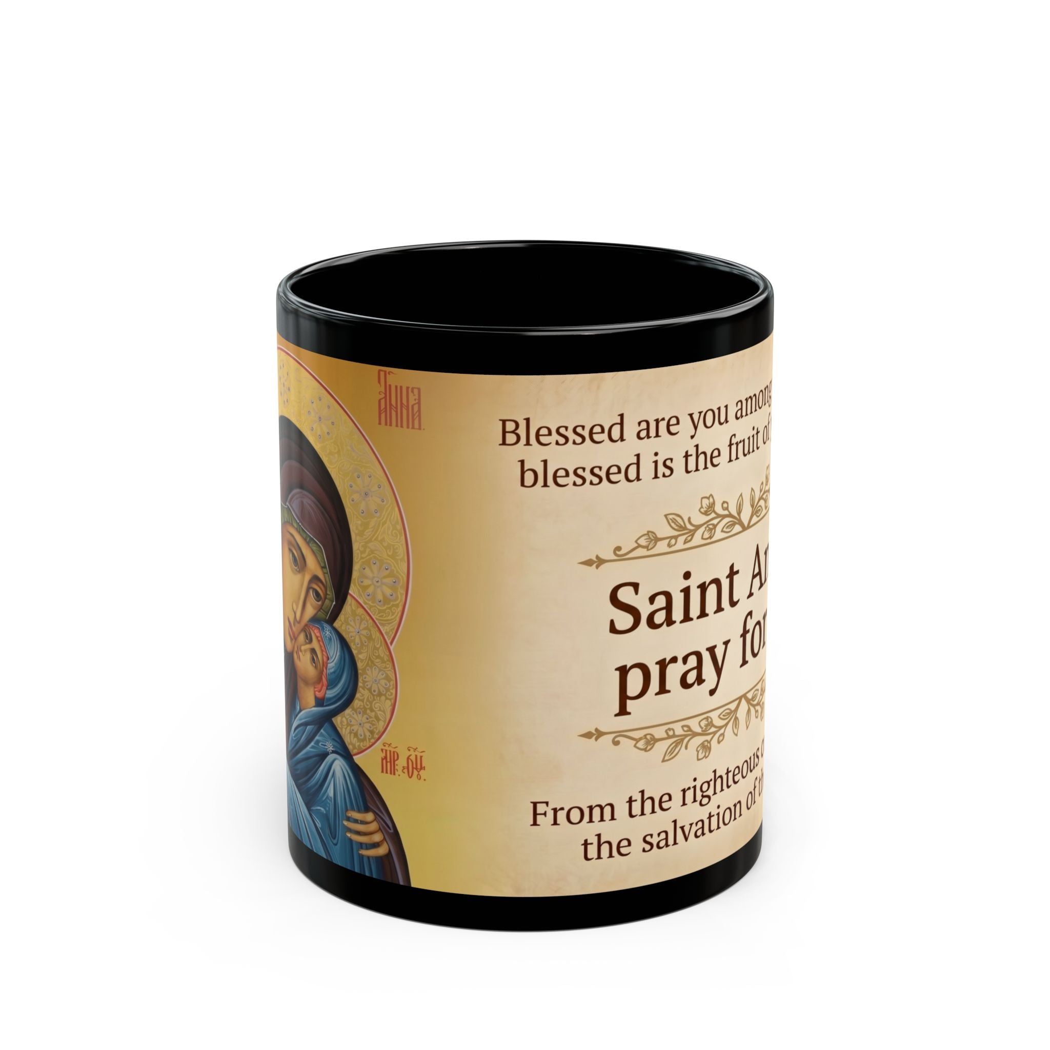 Saint Anna Mother of the Most Holy Theotokos Black Coffee Mug