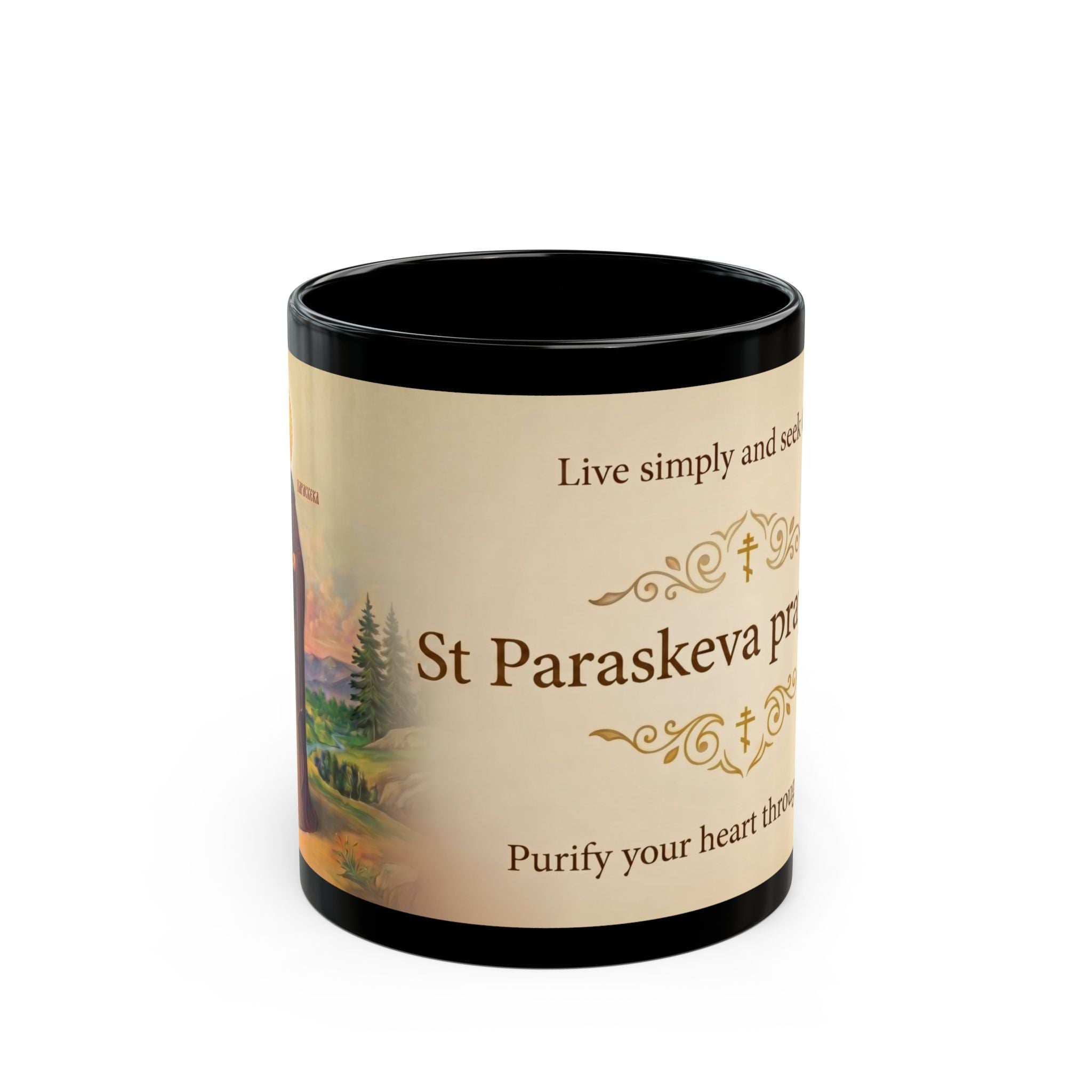 Saint Paraskeva Petka Orthodox Christian Black Coffee Mug — Orthodox Christian Mug
