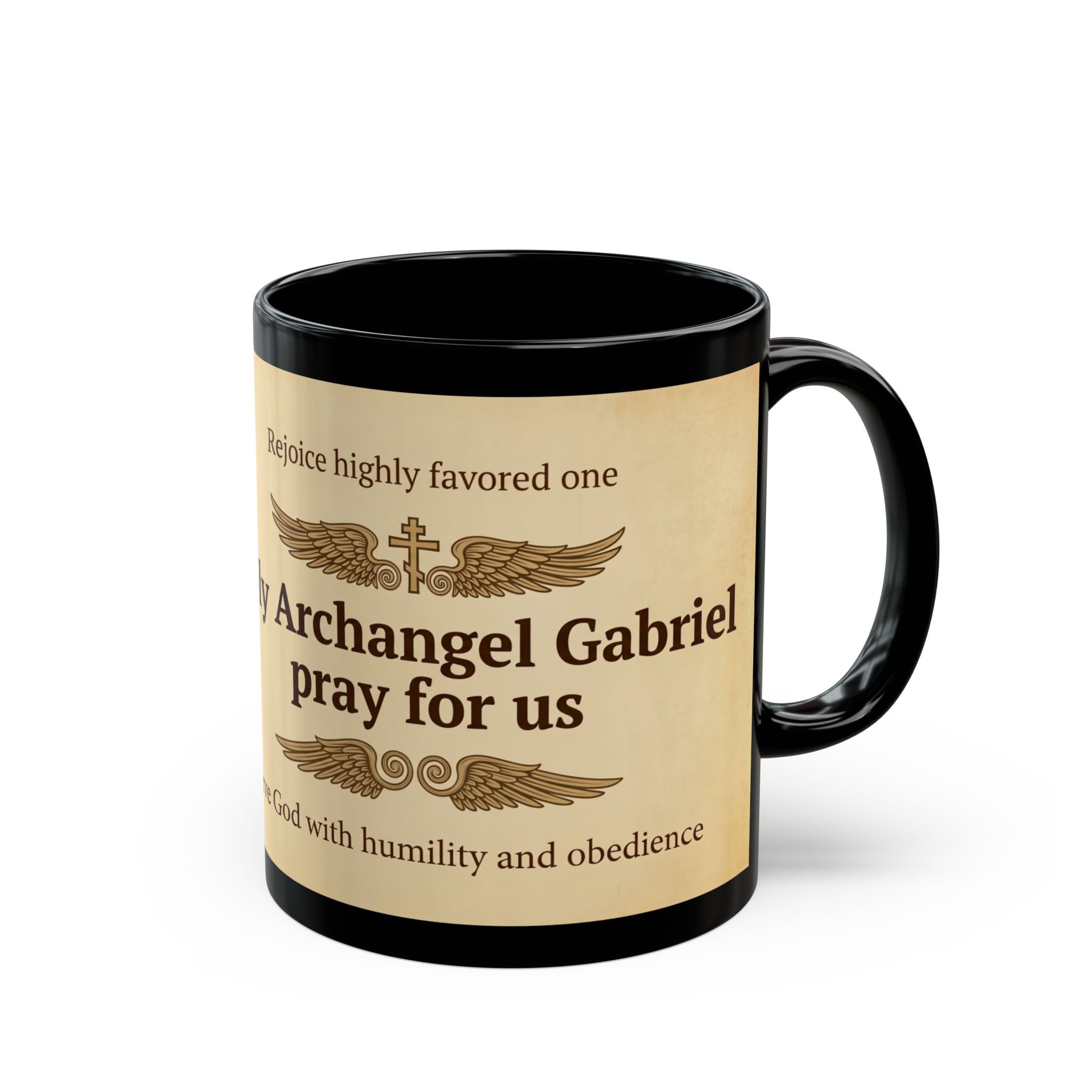Archangel Gabriel Orthodox Christian Black Coffee Mug — Christian Coffee Mug