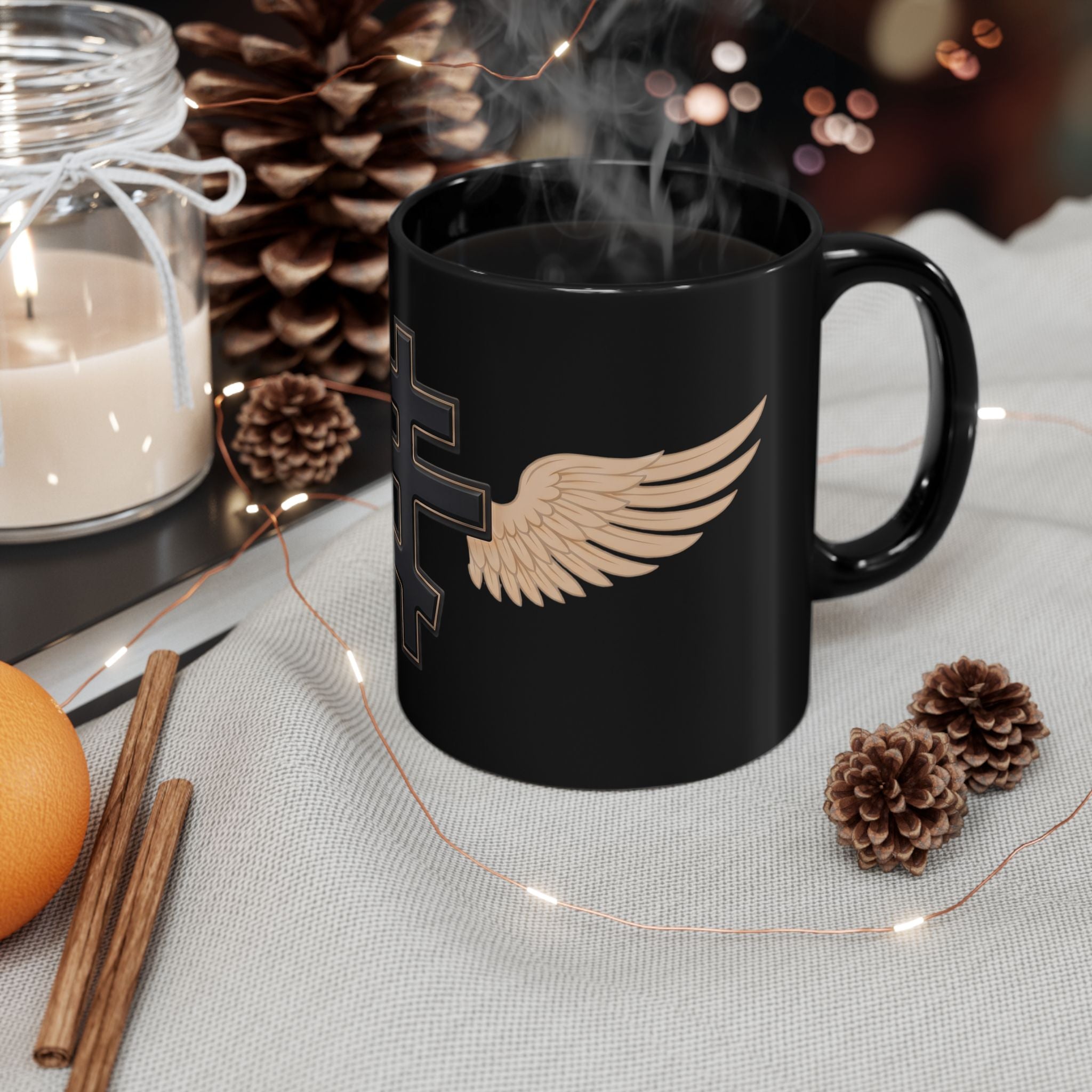 Black Orthodox Cross Orthodox Christian Black Coffee Mug — Orthodox Coffee Mug