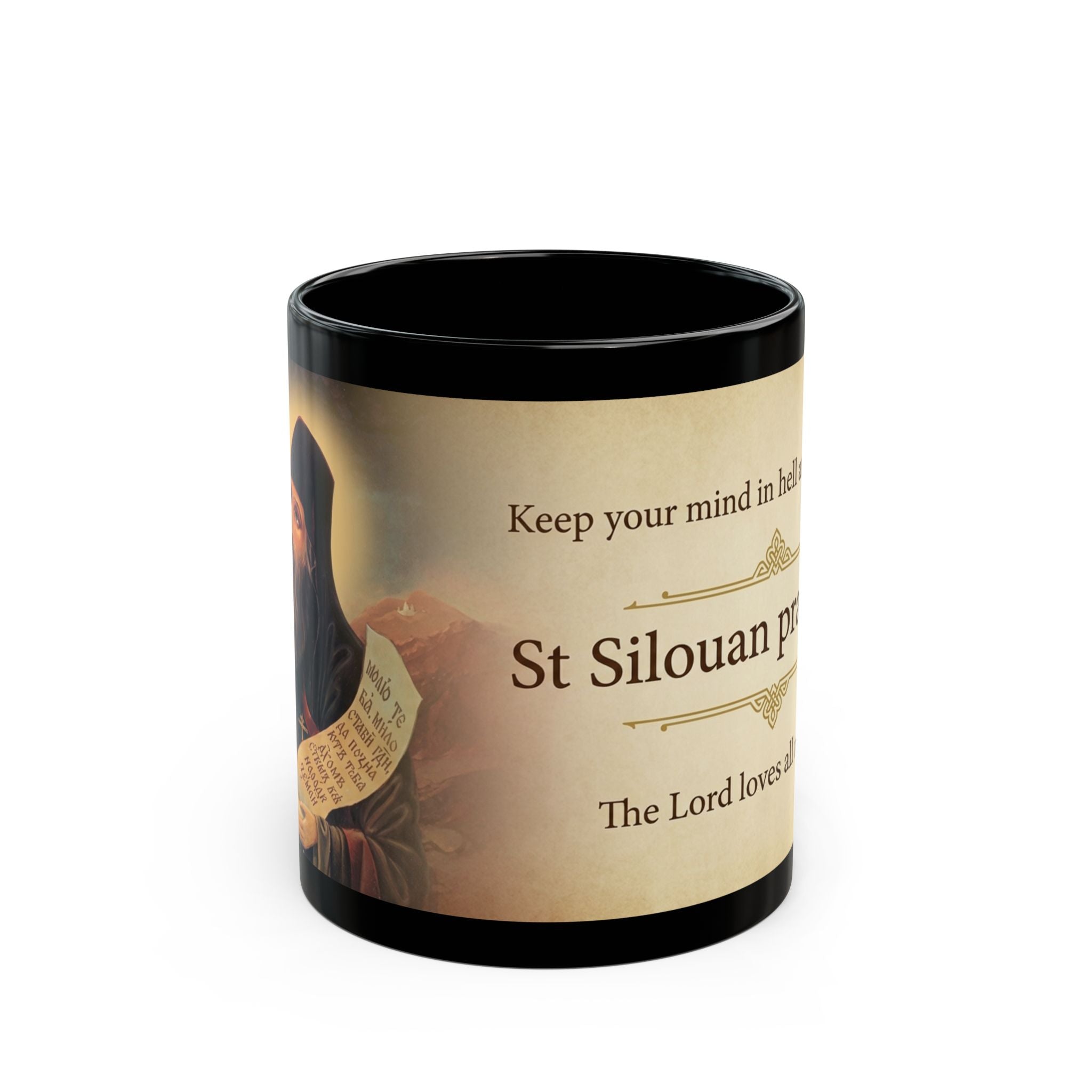 Saint Silouan the Athonite Orthodox Christian Black Coffee Mug — Orthodox Christian Mug