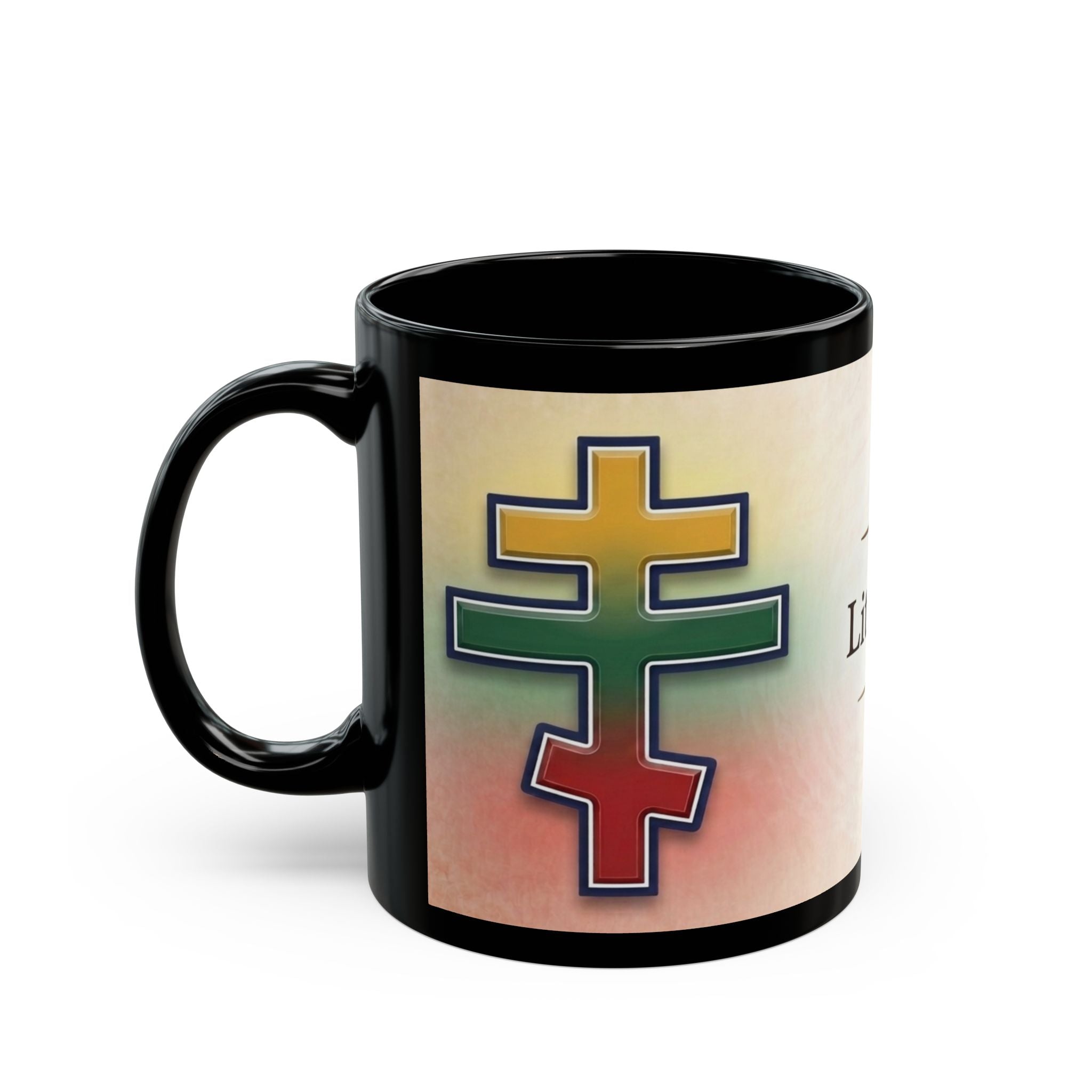 Lithuanian Orthodox Christian Black Coffee Mug — Orthodox Christian Gift