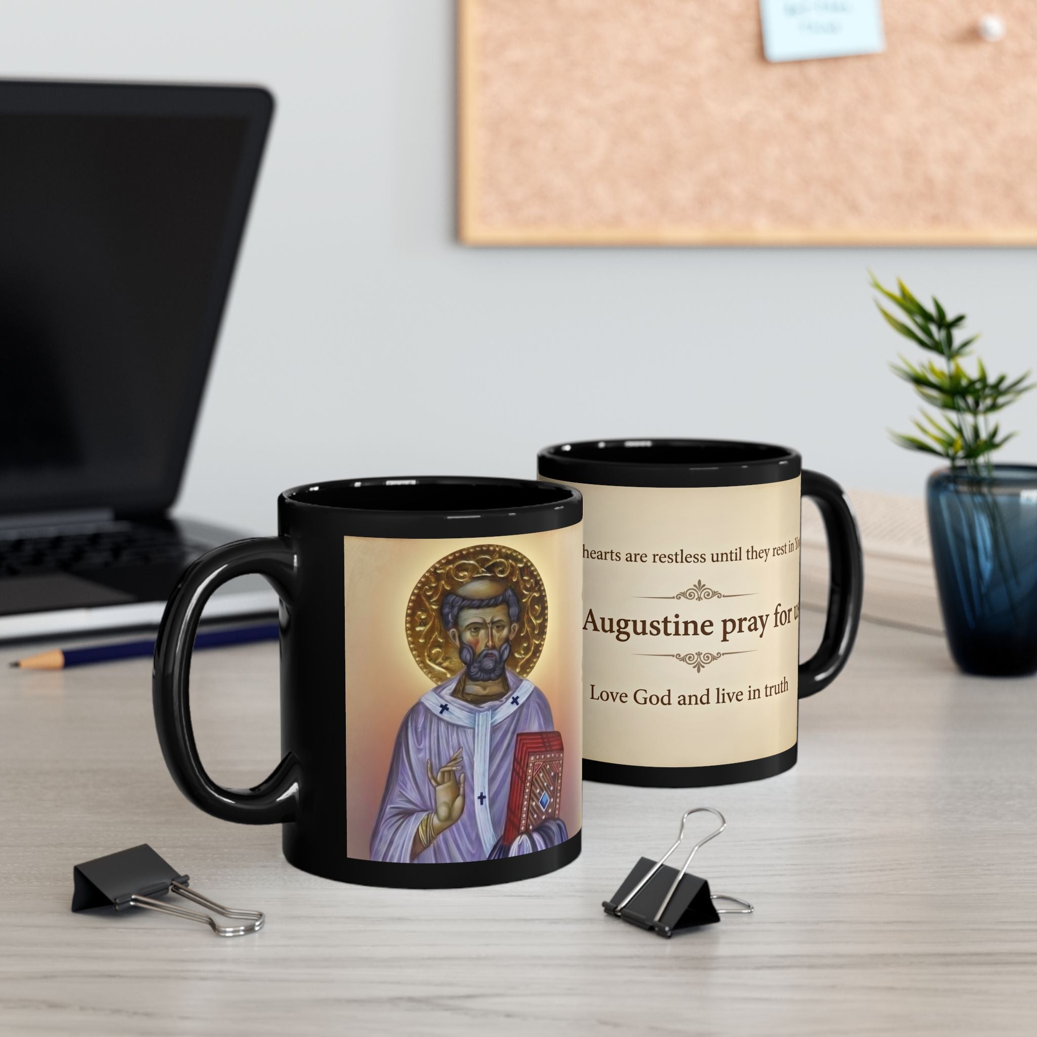 Saint Augustine of Hippo Orthodox Christian Black Coffee Mug — Christian Gift Idea