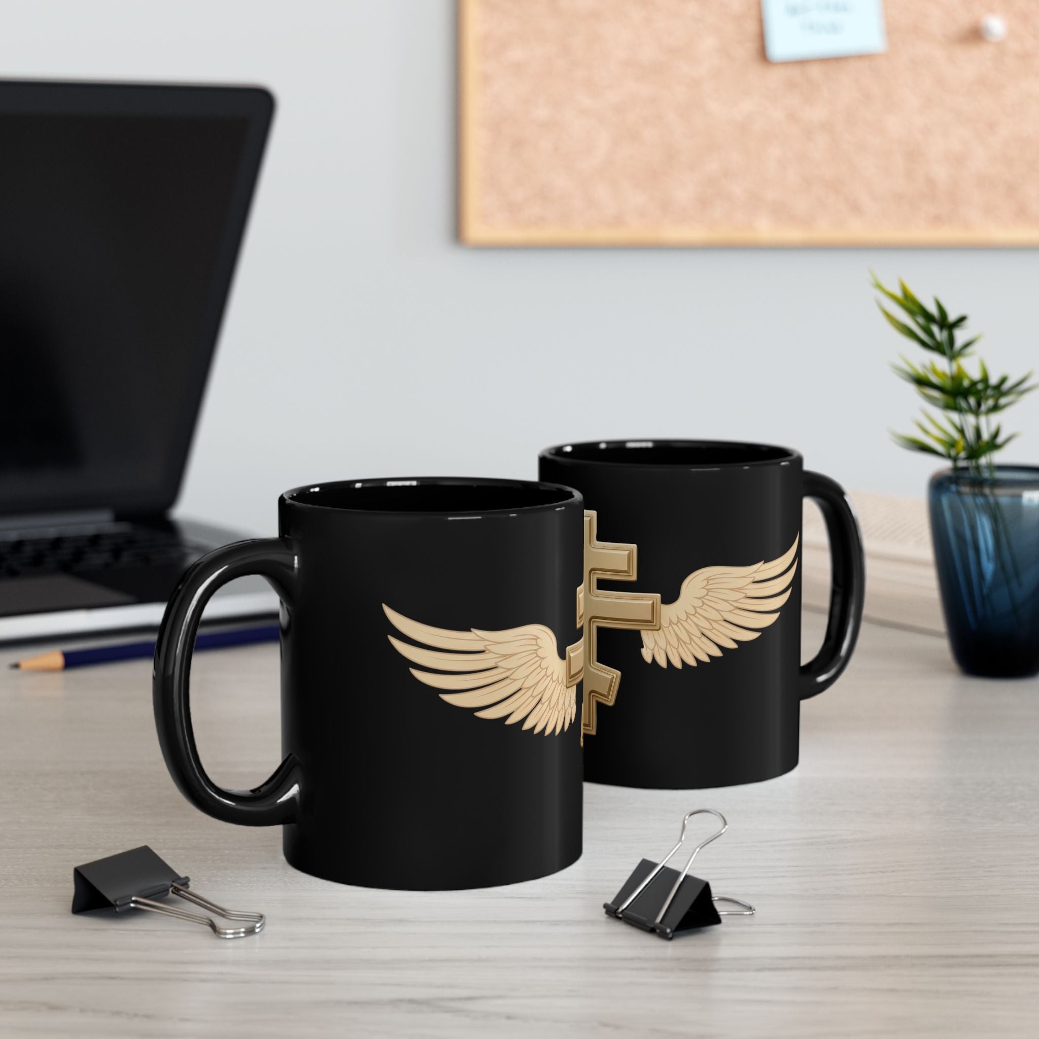 Gold Orthodox Cross Orthodox Christian Black Coffee Mug — Orthodox Coffee Mug