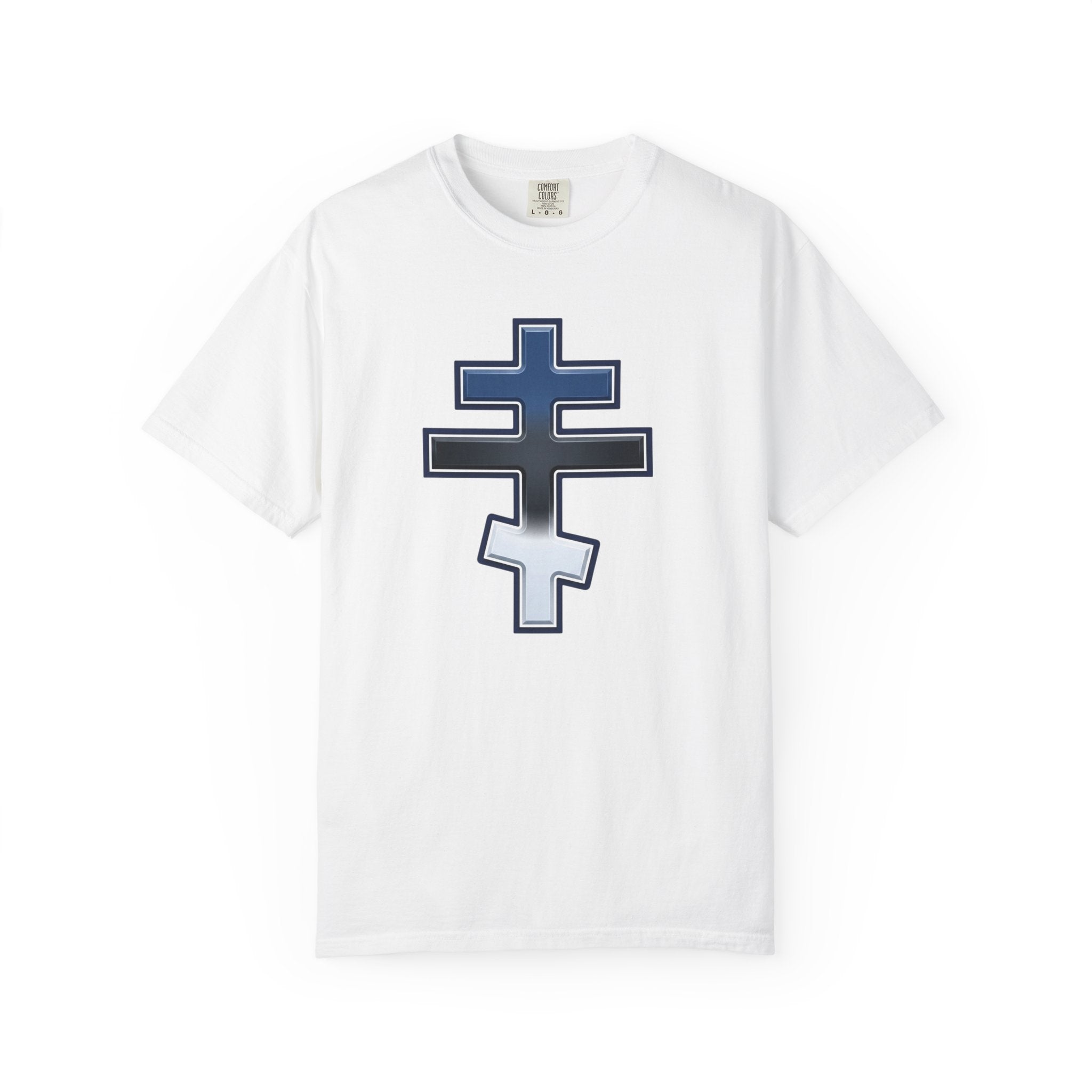 Estonian Orthodox Cross design on a heavyweight garment-dyed t-shirt