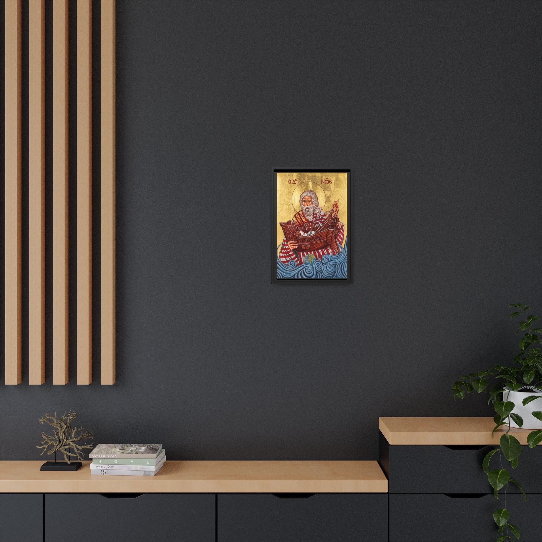 Framed canvas icon of Saint Noah the Righteous, traditional Orthodox Christian artwork