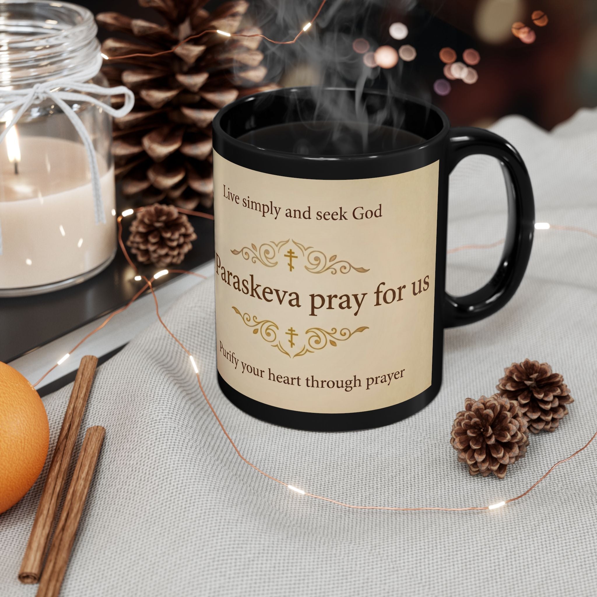Saint Paraskeva Petka Orthodox Christian Black Coffee Mug — Orthodox Coffee Mug