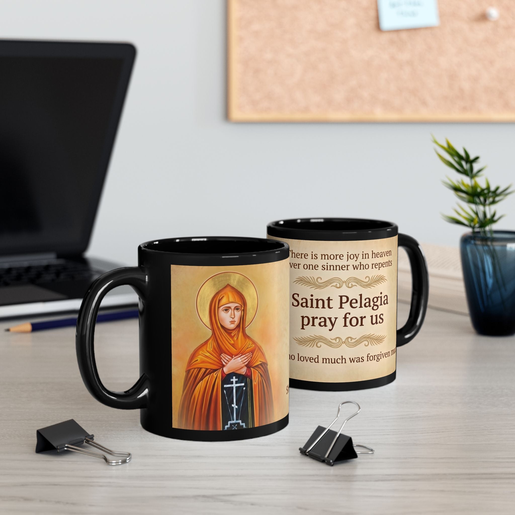 Saint Pelagia the Penitent Black Coffee Mug