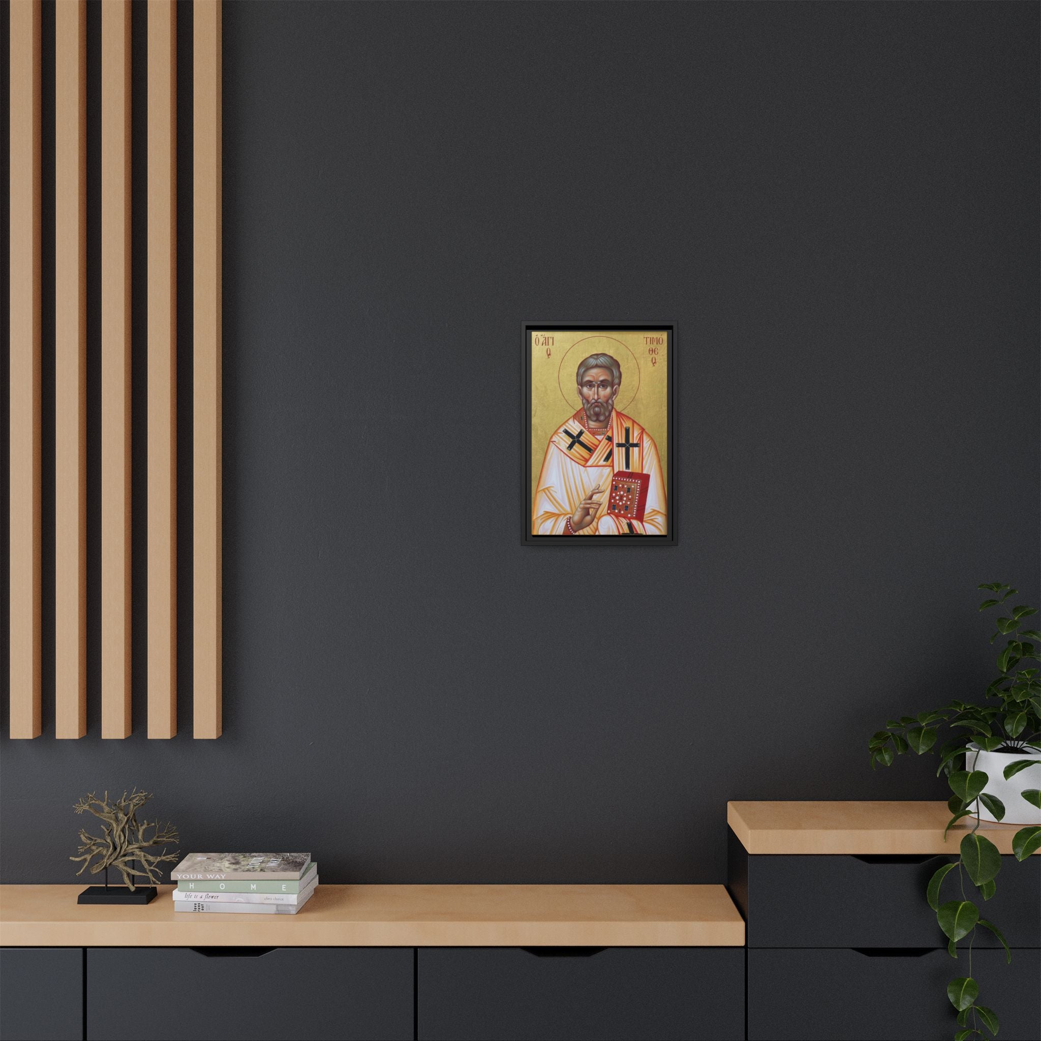 Framed canvas icon of Saint Timothy the Apostle, traditional Orthodox Christian artwork