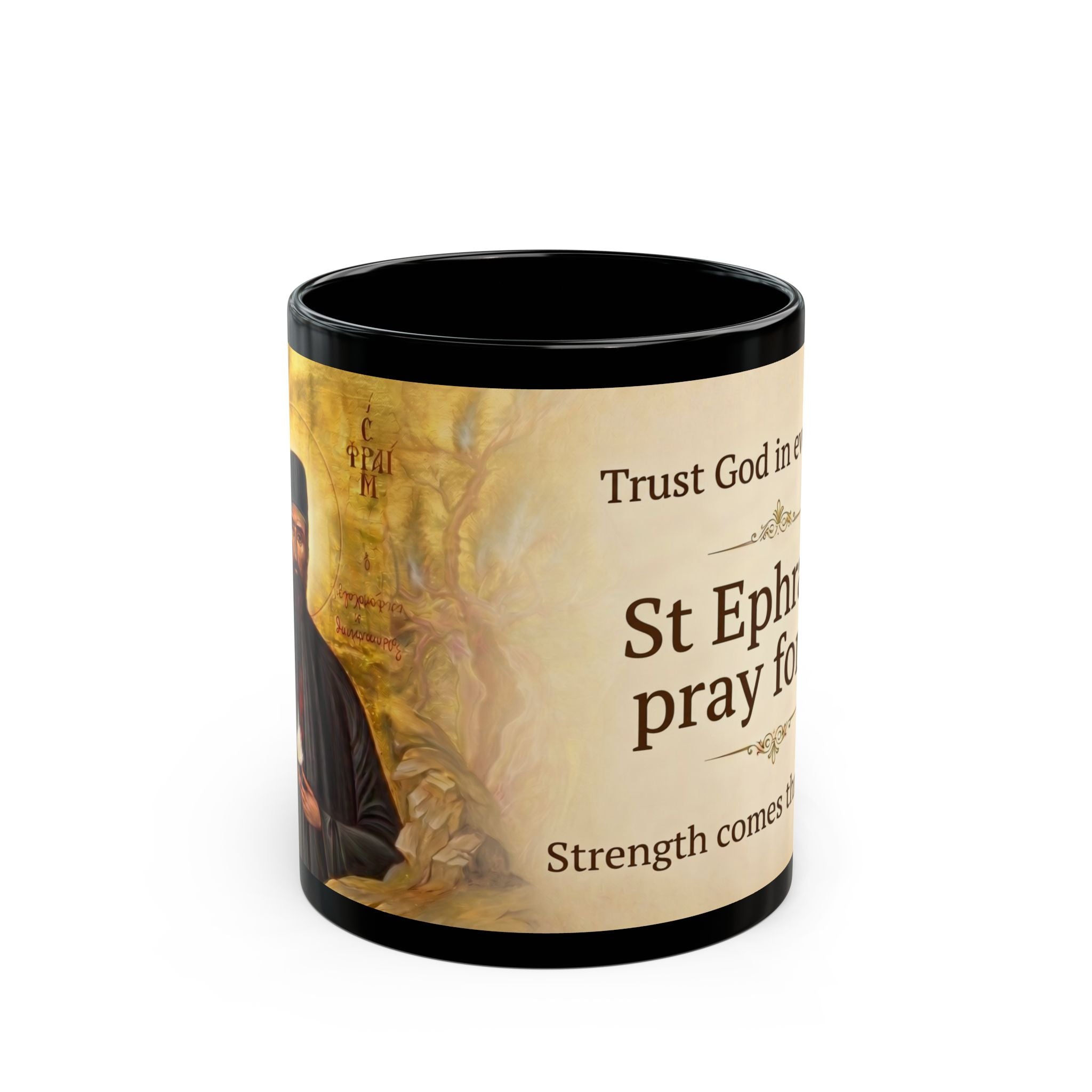 Saint Ephraim of Nea Makri Orthodox Christian Black Coffee Mug — Orthodox Christian Mug