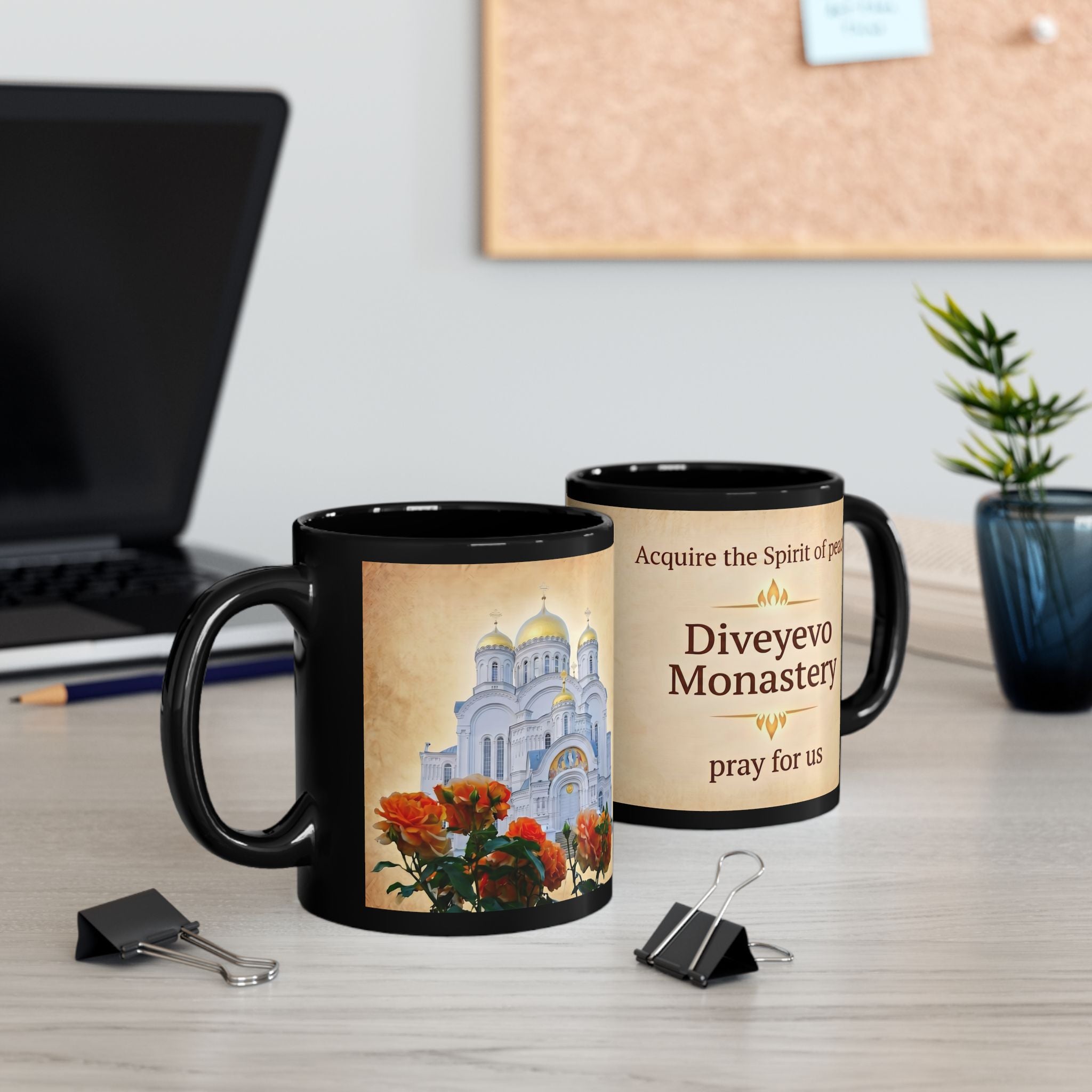 Saint Seraphim of Diveyevo Monastery Black Coffee Mug