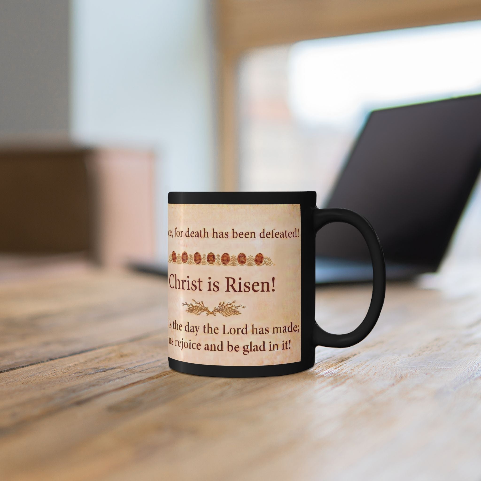 Holy Pascha Orthodox Christian Black Coffee Mug — Orthodox Mug Gift
