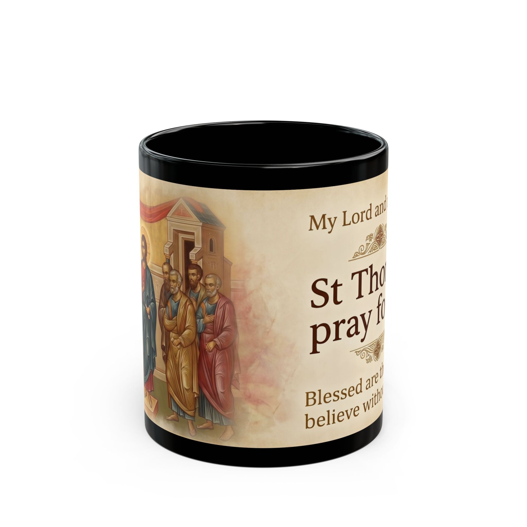 Saint Thomas the Apostle Orthodox Christian Black Coffee Mug — Orthodox Christian Mug