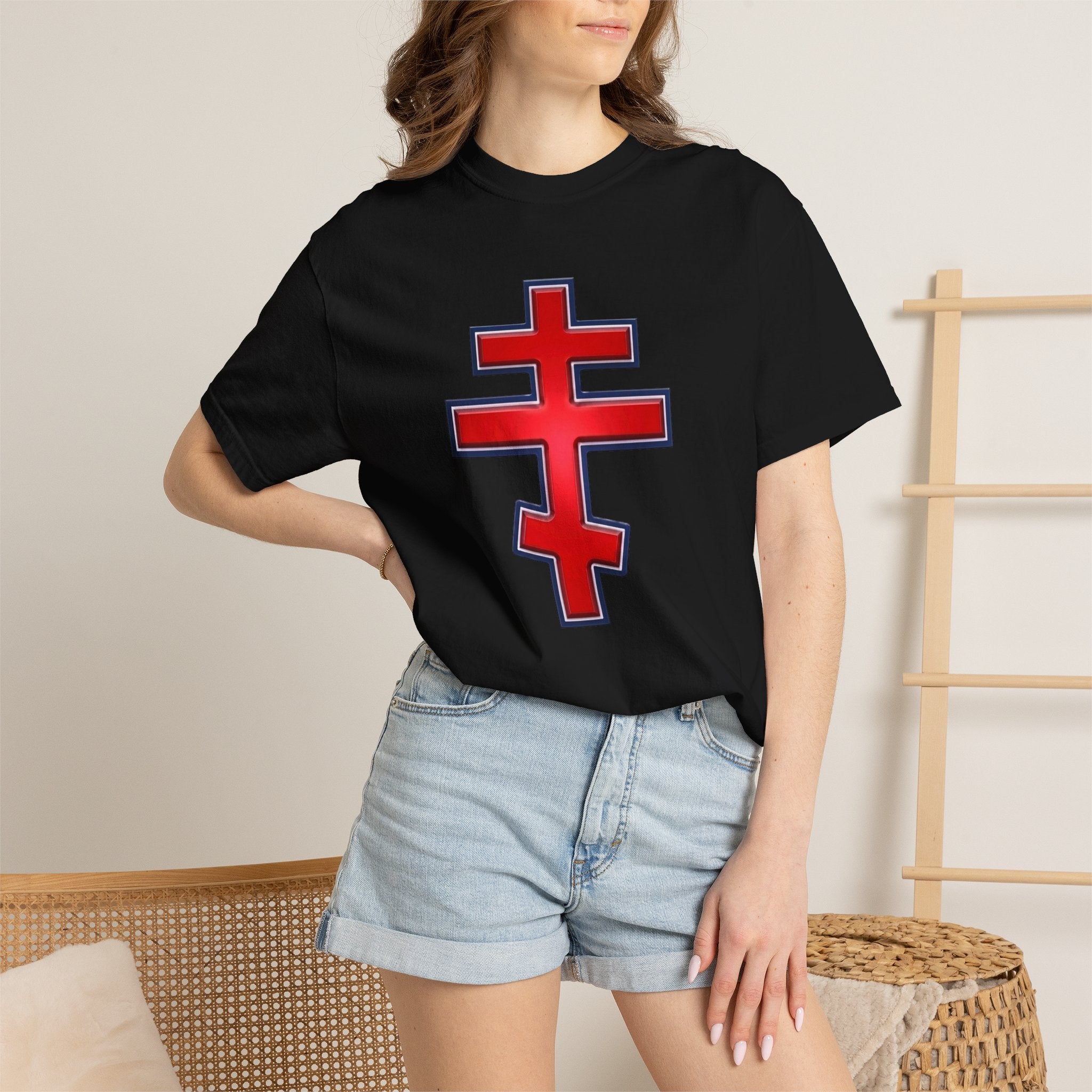 Montenegrin Orthodox Cross design on a heavyweight garment-dyed t-shirt