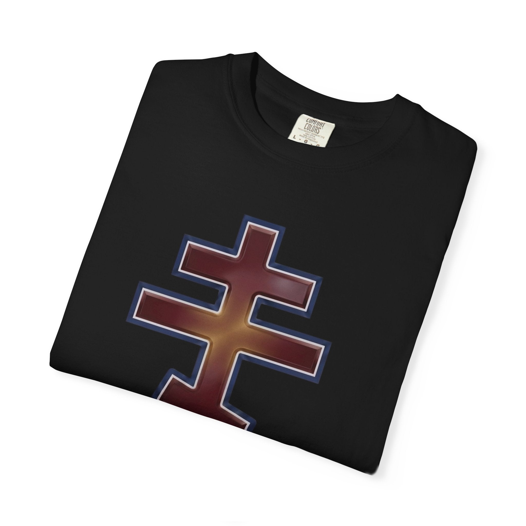 Antiochian Orthodox Cross design on a heavyweight garment-dyed t-shirt