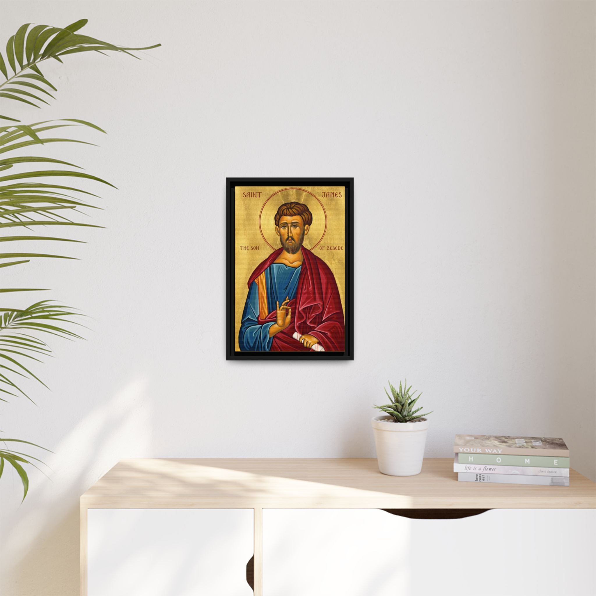 Framed canvas icon of Saint James Son of Zebedee, traditional Orthodox Christian artwork