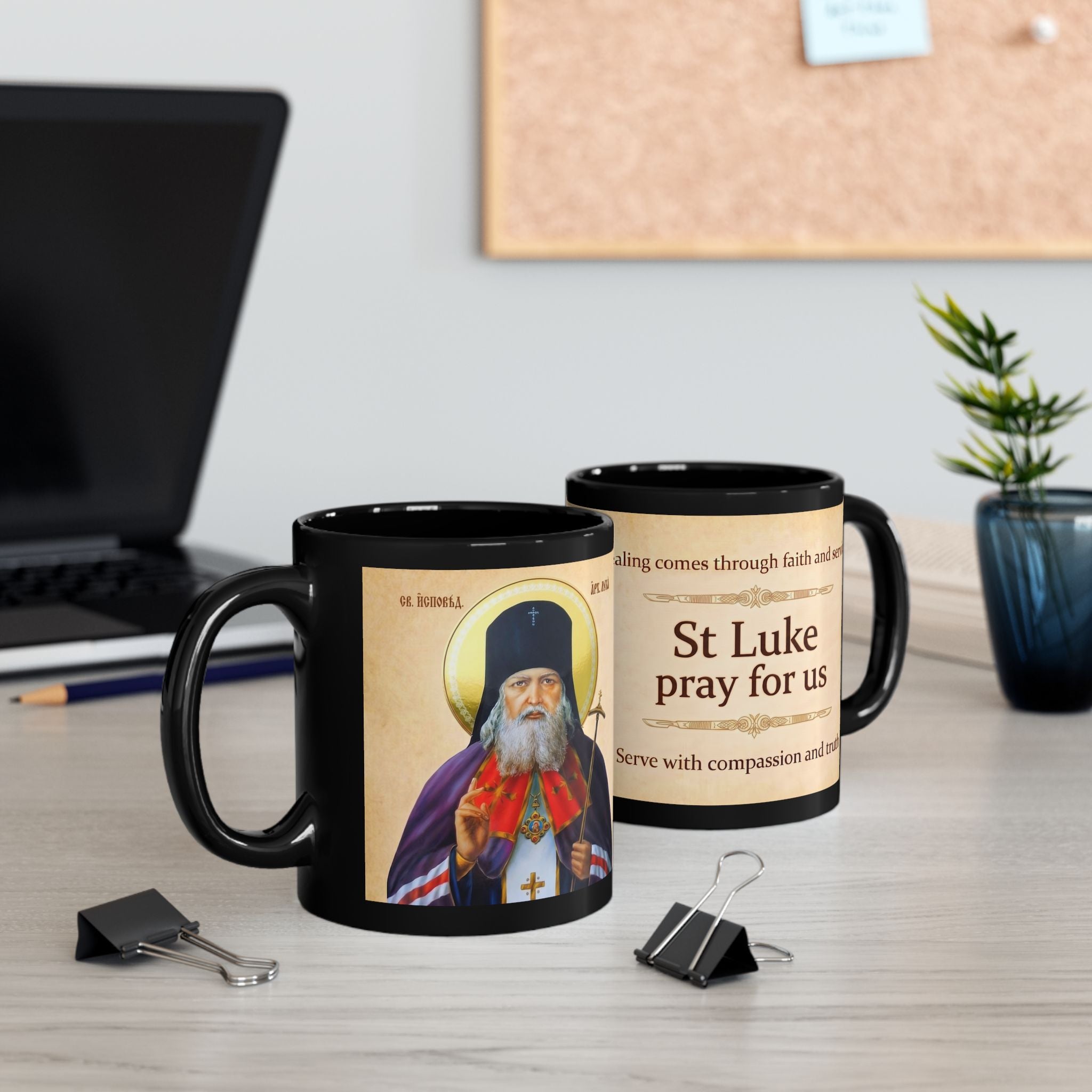 Saint Luke the Surgeon Orthodox Christian Black Coffee Mug — Christian Gift Idea