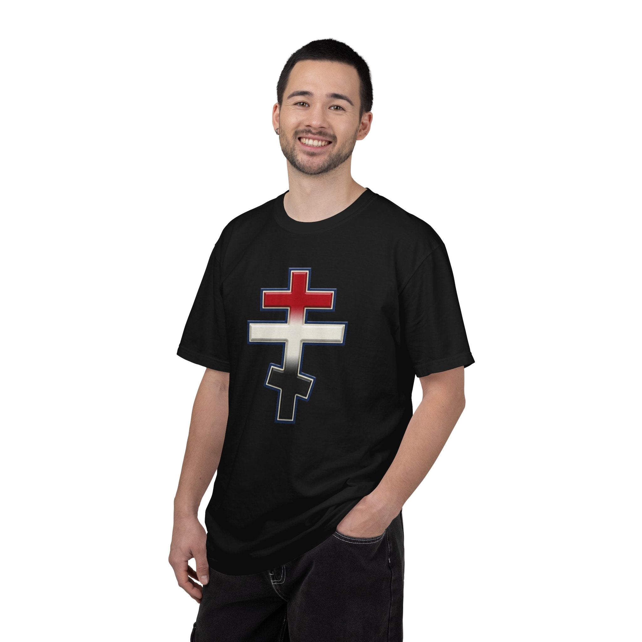 Egyptian Orthodox Cross design on a heavyweight garment-dyed t-shirt
