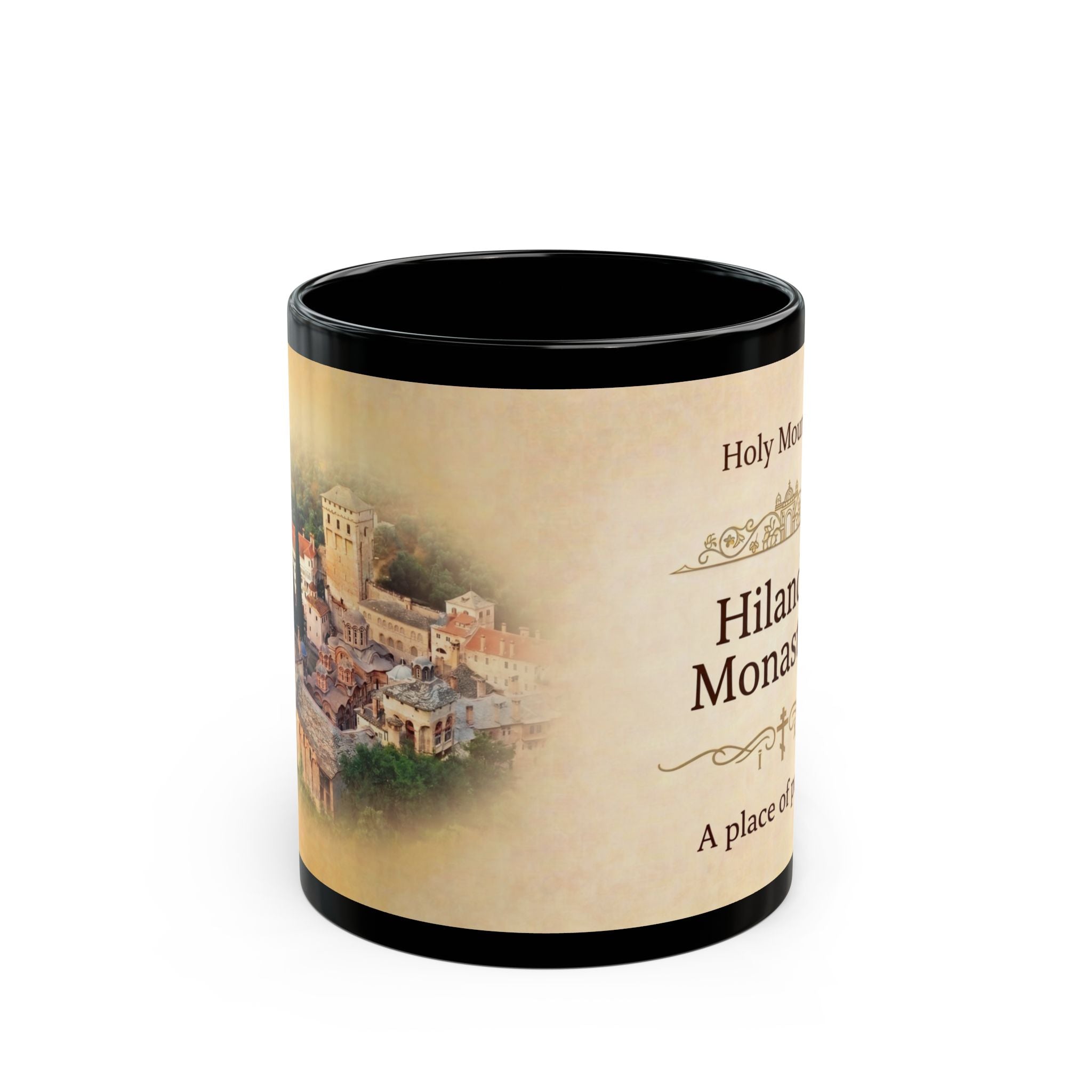 Hilandar Monastery Orthodox Christian Black Coffee Mug — Orthodox Christian Mug