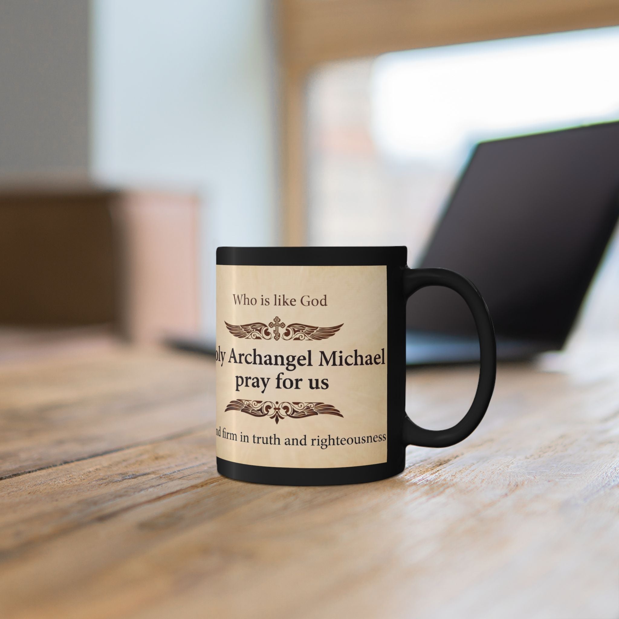 Archangel Michael Orthodox Christian Black Coffee Mug — Orthodox Mug Gift