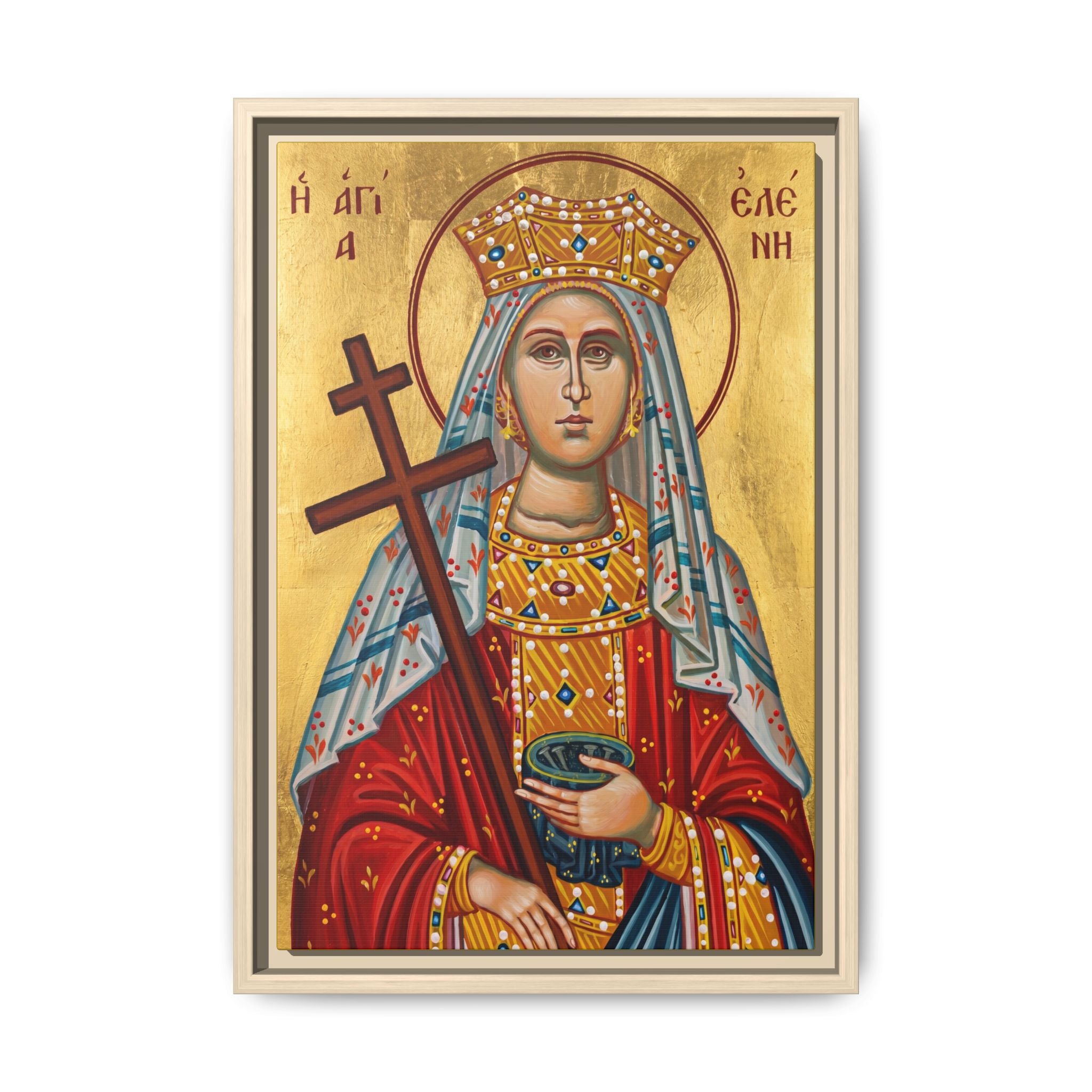 Framed canvas icon of Saint Helen Equal to the Apostles, traditional Orthodox Christian artwork