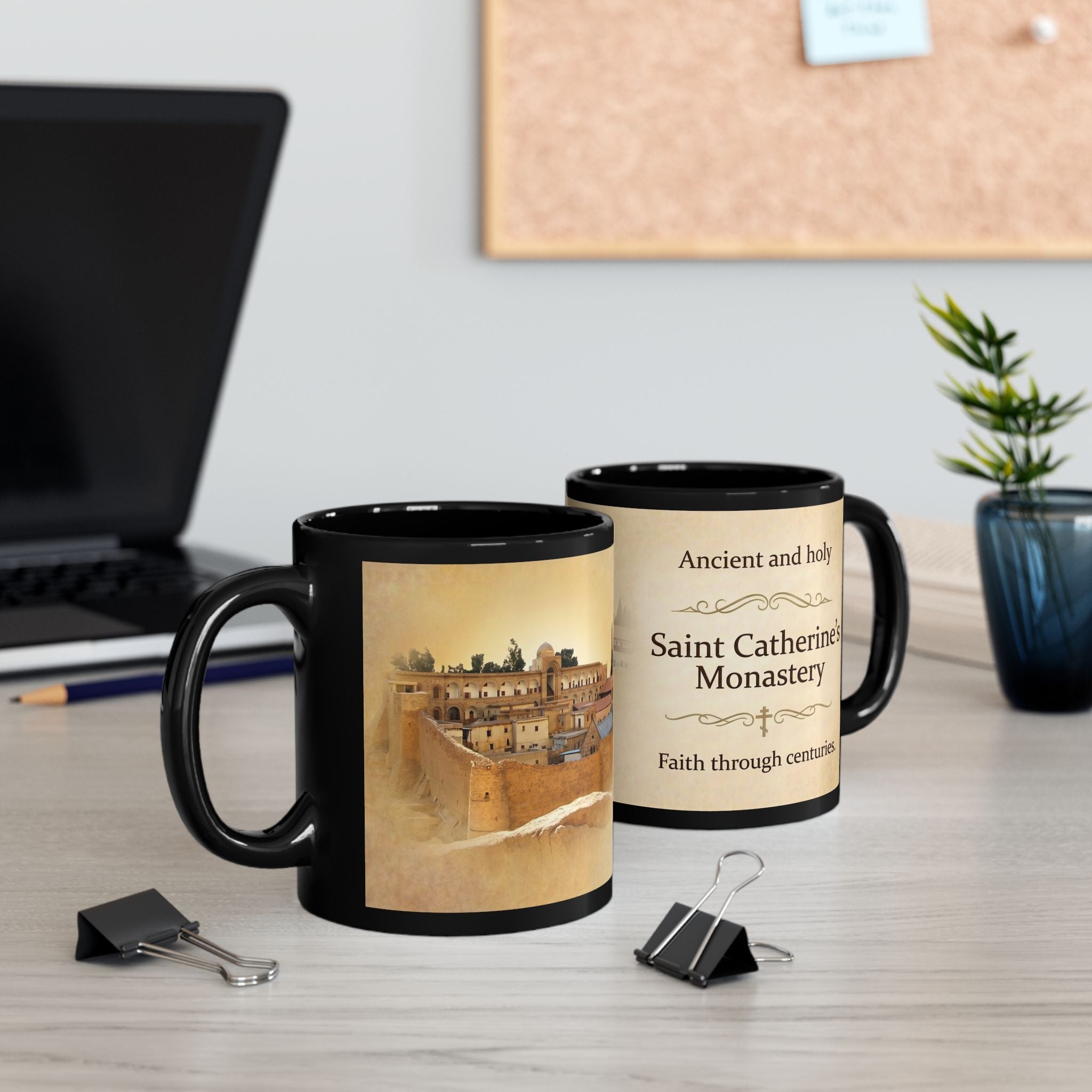 Saint Catherine's Monastery Orthodox Christian Black Coffee Mug — Orthodox Mug Gift