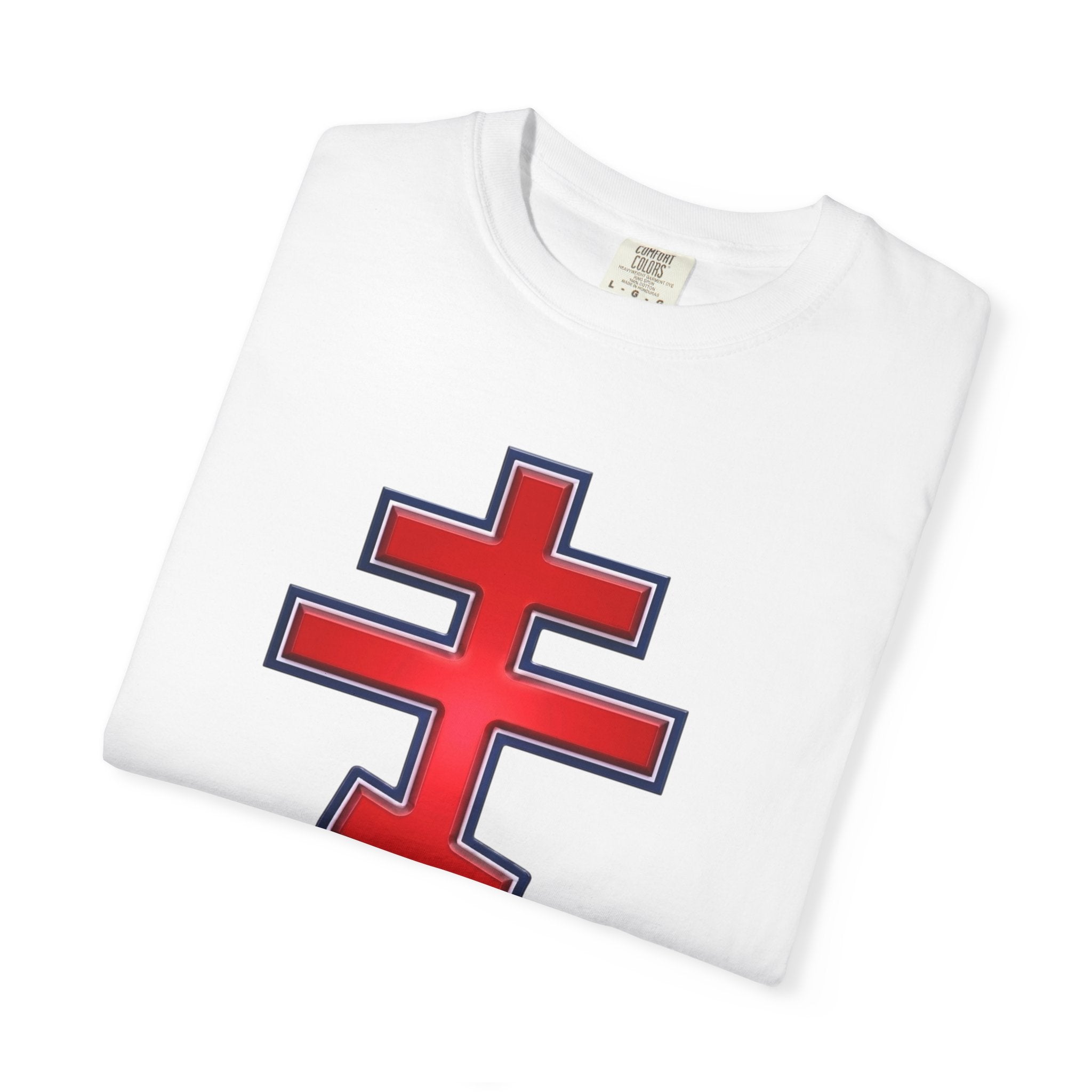 Montenegrin Orthodox Cross design on a heavyweight garment-dyed t-shirt
