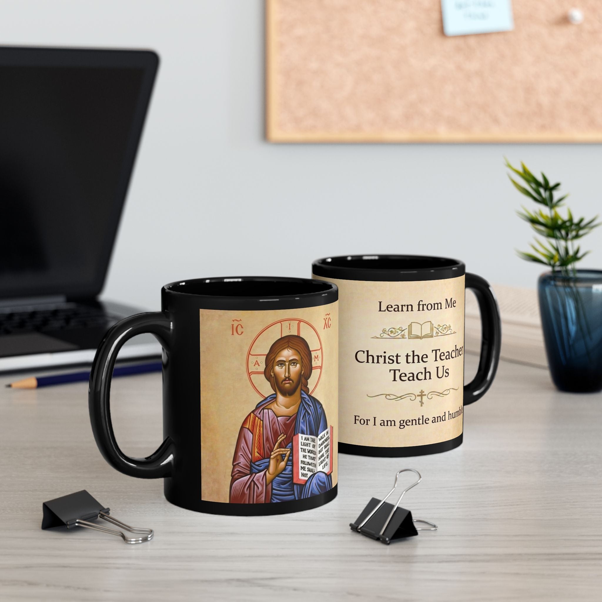 Christ the Teacher Orthodox Christian Black Coffee Mug — Christian Gift Idea