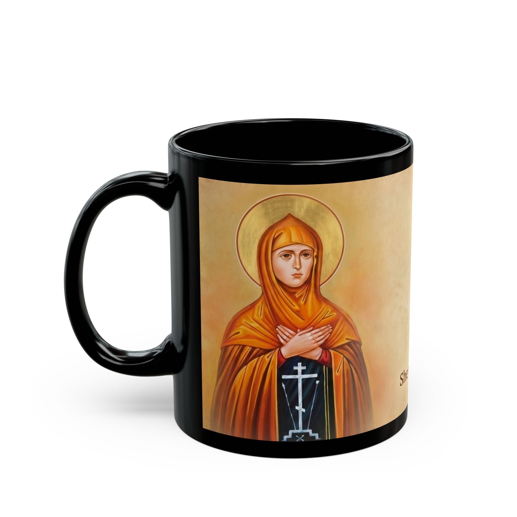 Saint Pelagia the Penitent Black Coffee Mug