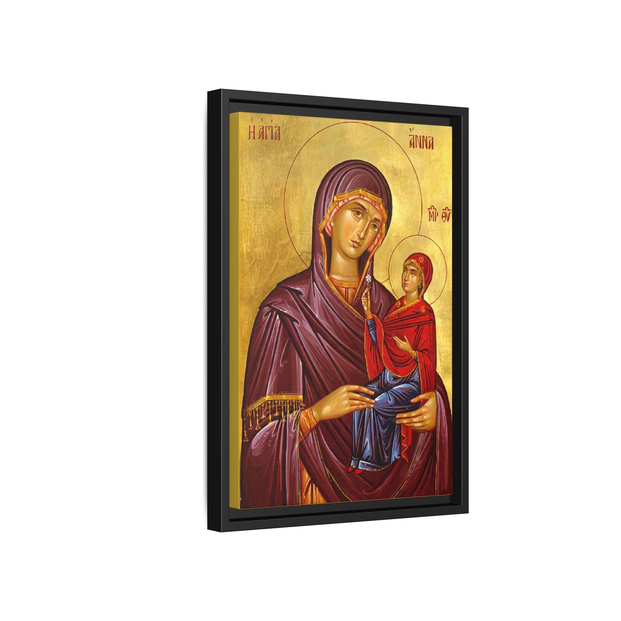 Framed canvas icon of Saint Anna Mother of the Most Holy Theotokos, traditional Orthodox Christian artwork