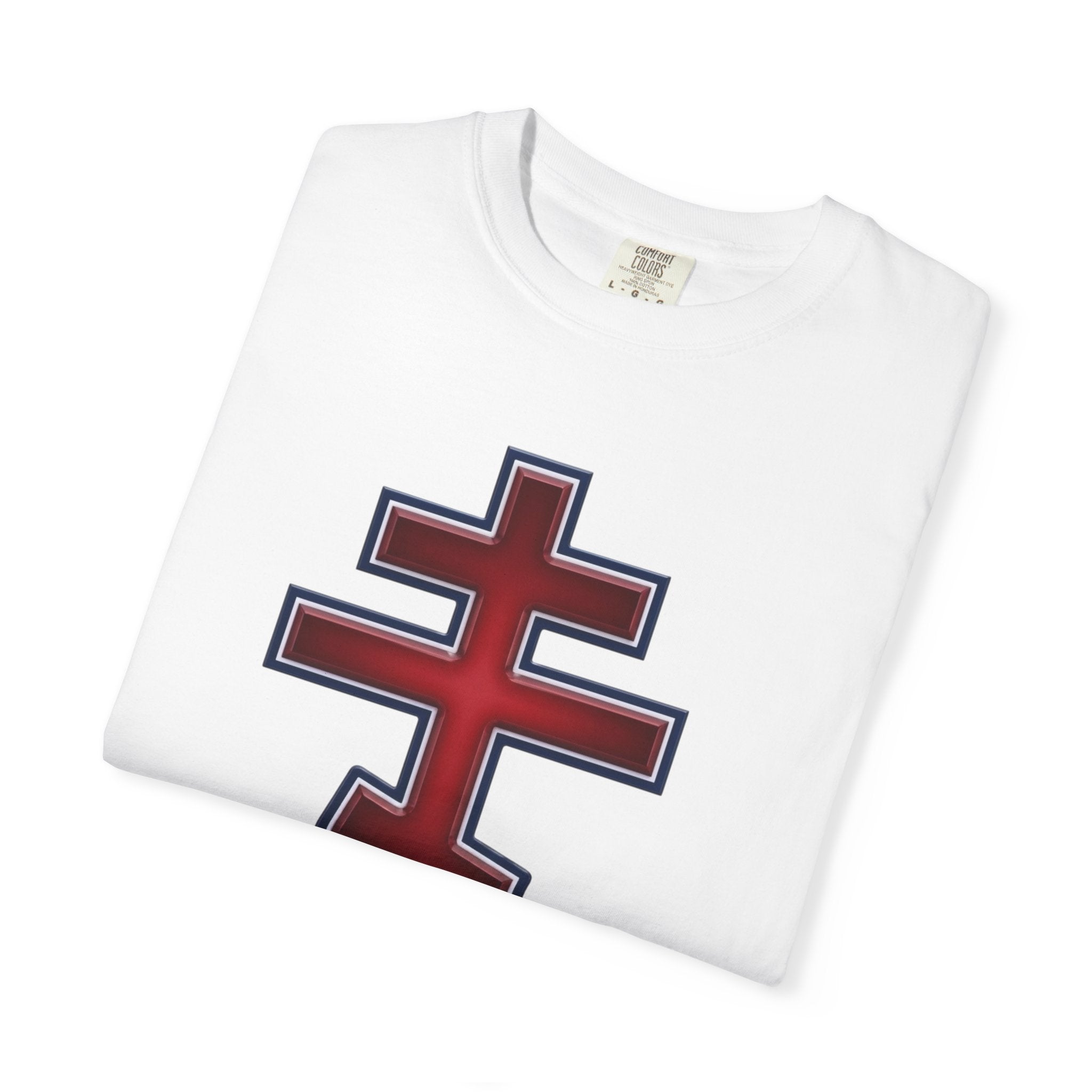 Albanian Orthodox Cross design on a heavyweight garment-dyed t-shirt