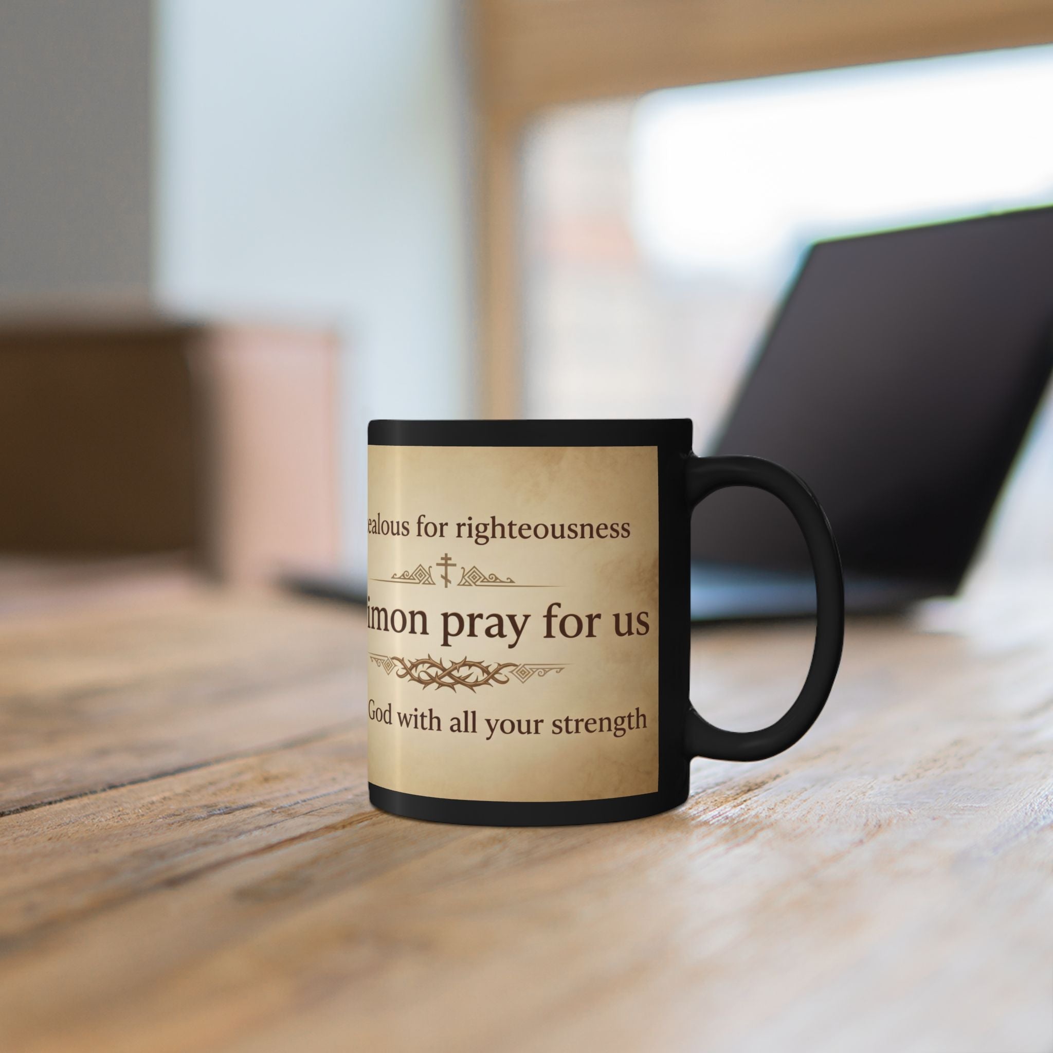 Saint Simon the Zealot Orthodox Christian Black Coffee Mug — Orthodox Mug Gift