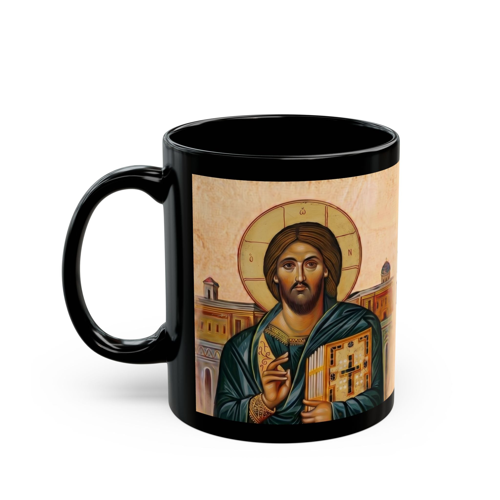 Christ the Pantocrator Orthodox Christian Black Coffee Mug — Orthodox Christian Gift